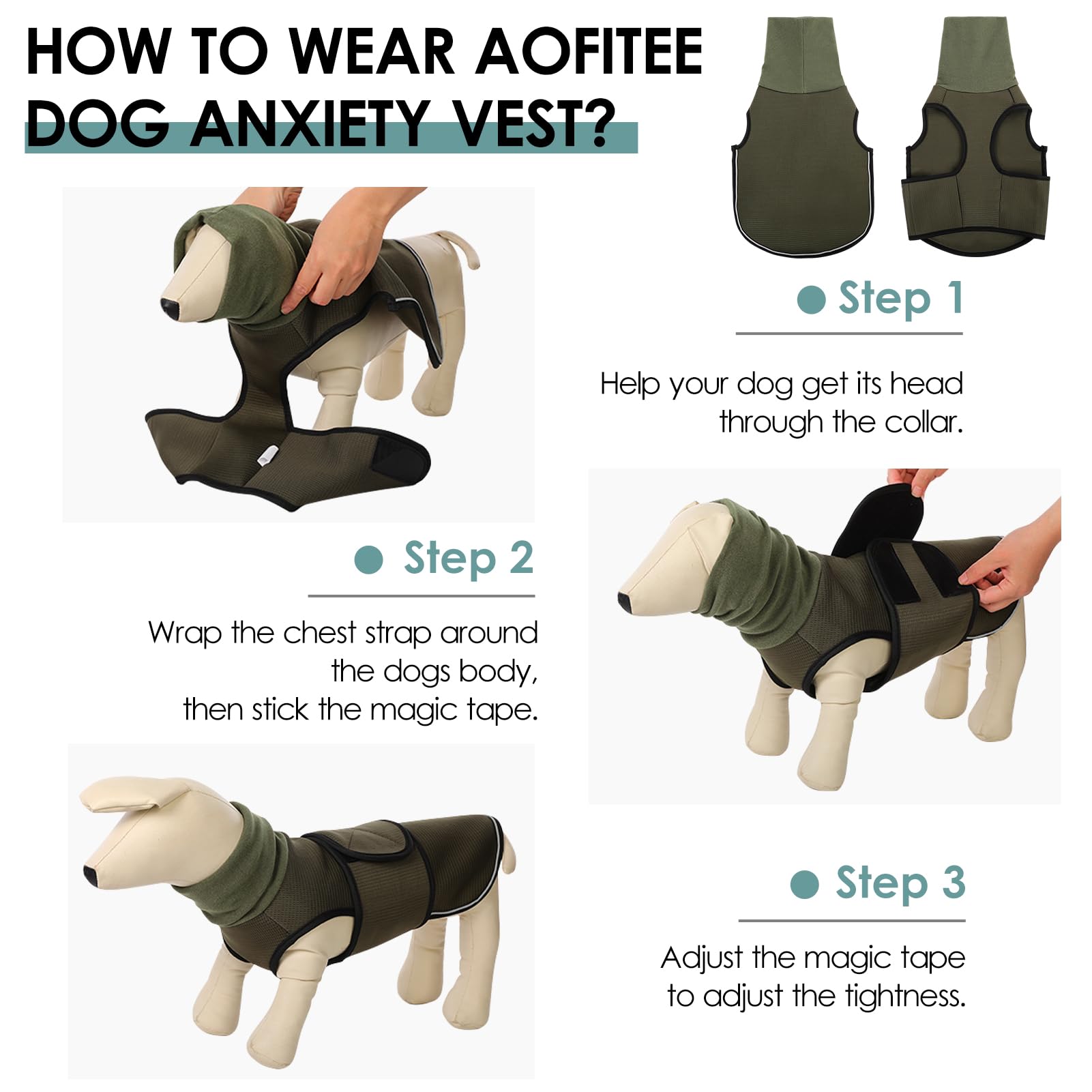 Aofitee Dog Anxiety Vest, Thunder Jacket X Large, Breathable Calming Shirt For Fireworks, Thunder, Travel, Separation, Anti-Anxi