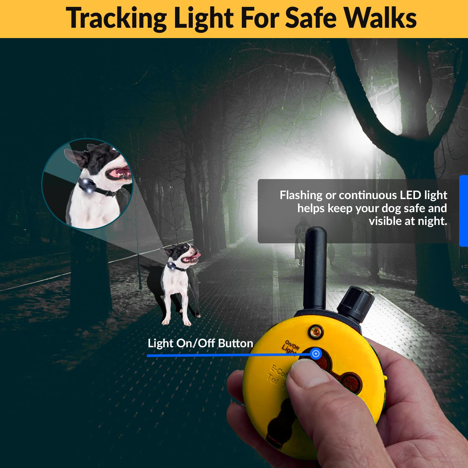 Educator E-Collar Humane Dog Training Collar With Remote, 100 Safe Tapping Stimulation Levels, Night Light, Waterproof, Rechargeable, 1/2 Mile 1 Small-Medium Dog, Yellow