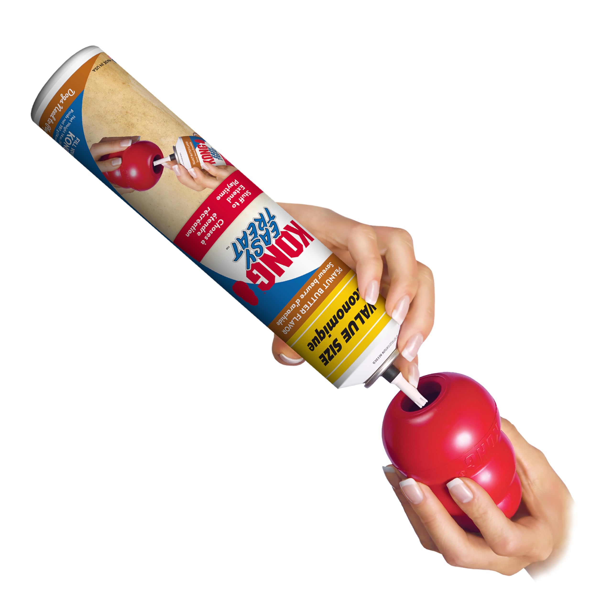 Kong Classic Stuffable Dog Toy Easy Treat Peanut Butter Spray - Fetch & Chew Toy For Dogs - With Dog Toy Filler Treat - For Hour