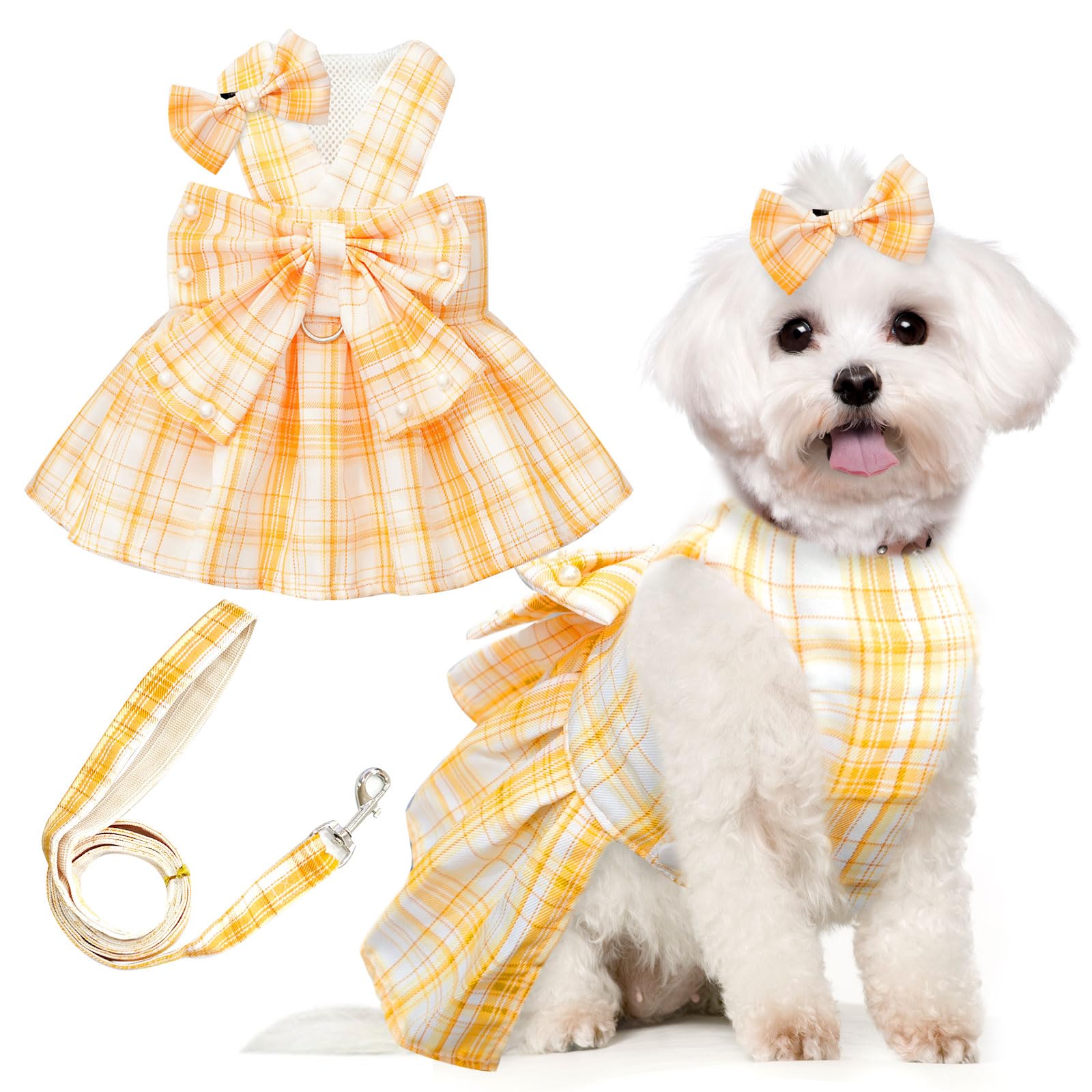 Petcare Cute Dog Dress Clothes For Small Dogs Cats Girl Female Yellow –  Petocart