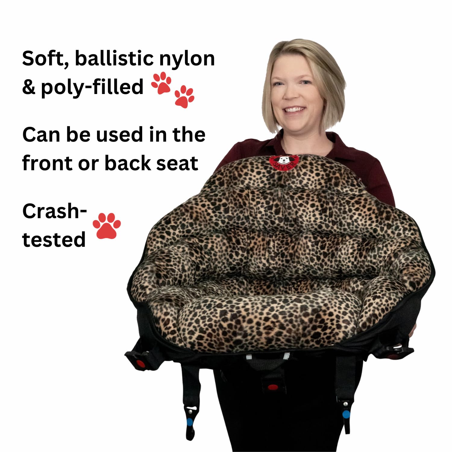 Pupsaver Dog Car Seats For Small And Medium Dogs | Travel Booster Pet Seat | Crash-Tested Dog Bed For Cars | Compatible With Seat Belt Harness | Ideal For Dogs Up To 30Lbs (Leopard With Black Trim)
