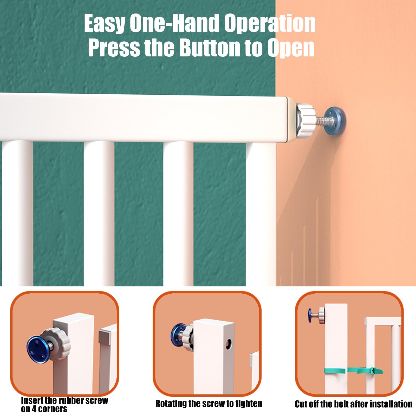 59 inch Extra Tall Cat Gate, Adjustable 29.13 and 42.08 Wide Baby Gate, Pressure Mounted Full Door Pet Gates for Doorway, Stairs