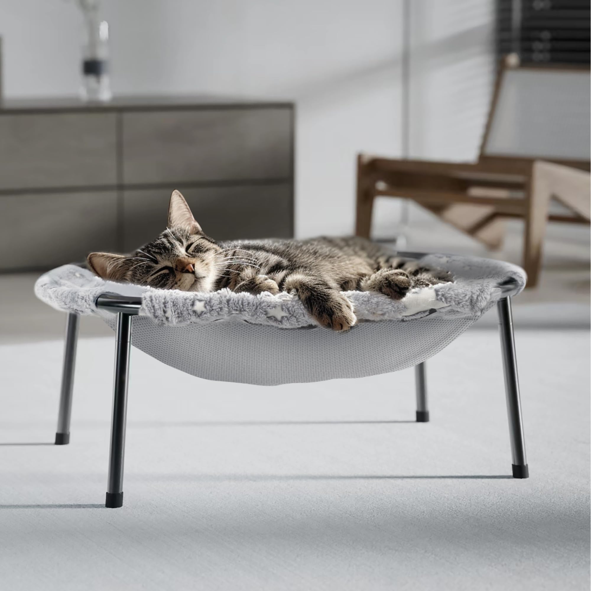 Pomesea Sink In Elevated Cat Bed Hammock With Dual Sided Cover Glow In The Dark Fabric All Season Use Machine Washable Tool Free