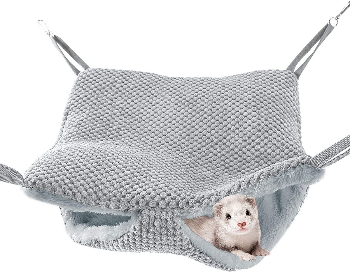 Niteangel Ferret Hammock Napping Bed Pocket - Swing Snuggle Sack For Ferrets Rats Suger Glider Squirrels (Grey)