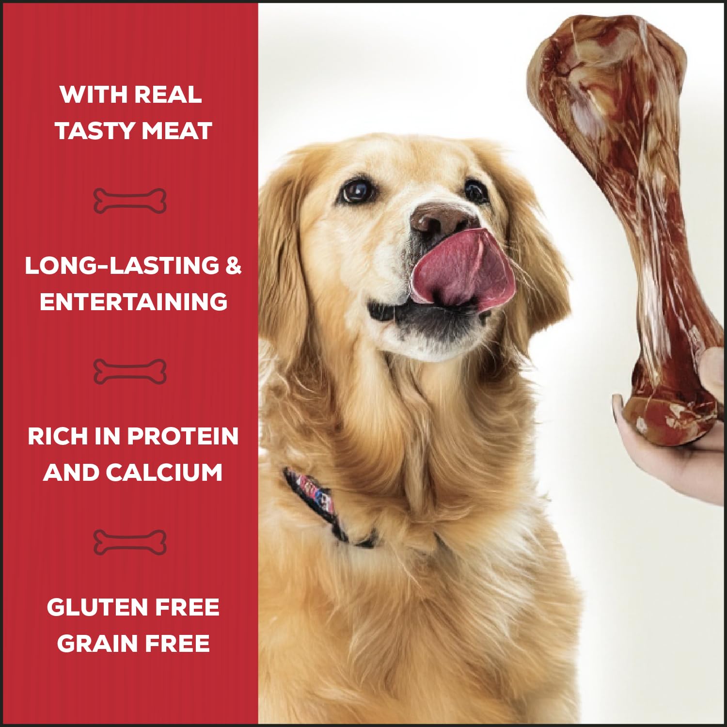 Country Kitchen Genuine Serrano Ham Bone, 100% Natural, Dry Aged, for Medium Sized Dogs, Pack of 1