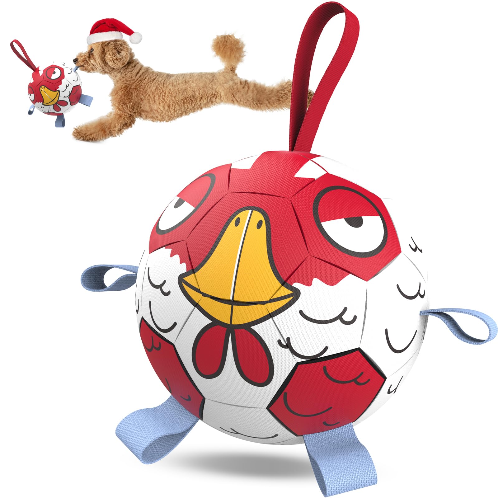 Qdan Dog Balls Toys, Outdoor Dog Toy For Small Medium Dog, Puppy Birthday Gifts, Dog Soccer Ball, 6 Inch, Chicken Dog Ball