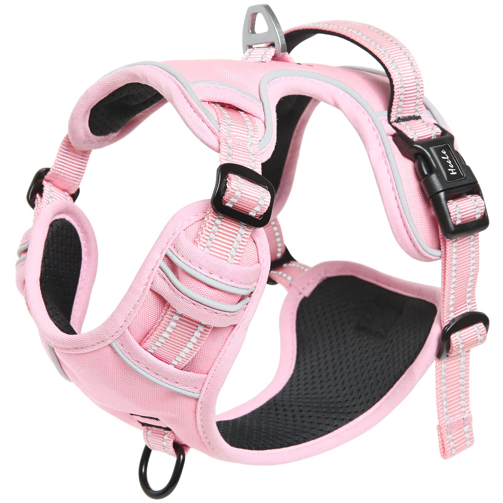 Heele Dog Harness Dog Harness Small Dog No Pull Harness With Soft Handle Reflective Harness Adjustable, Pink, S