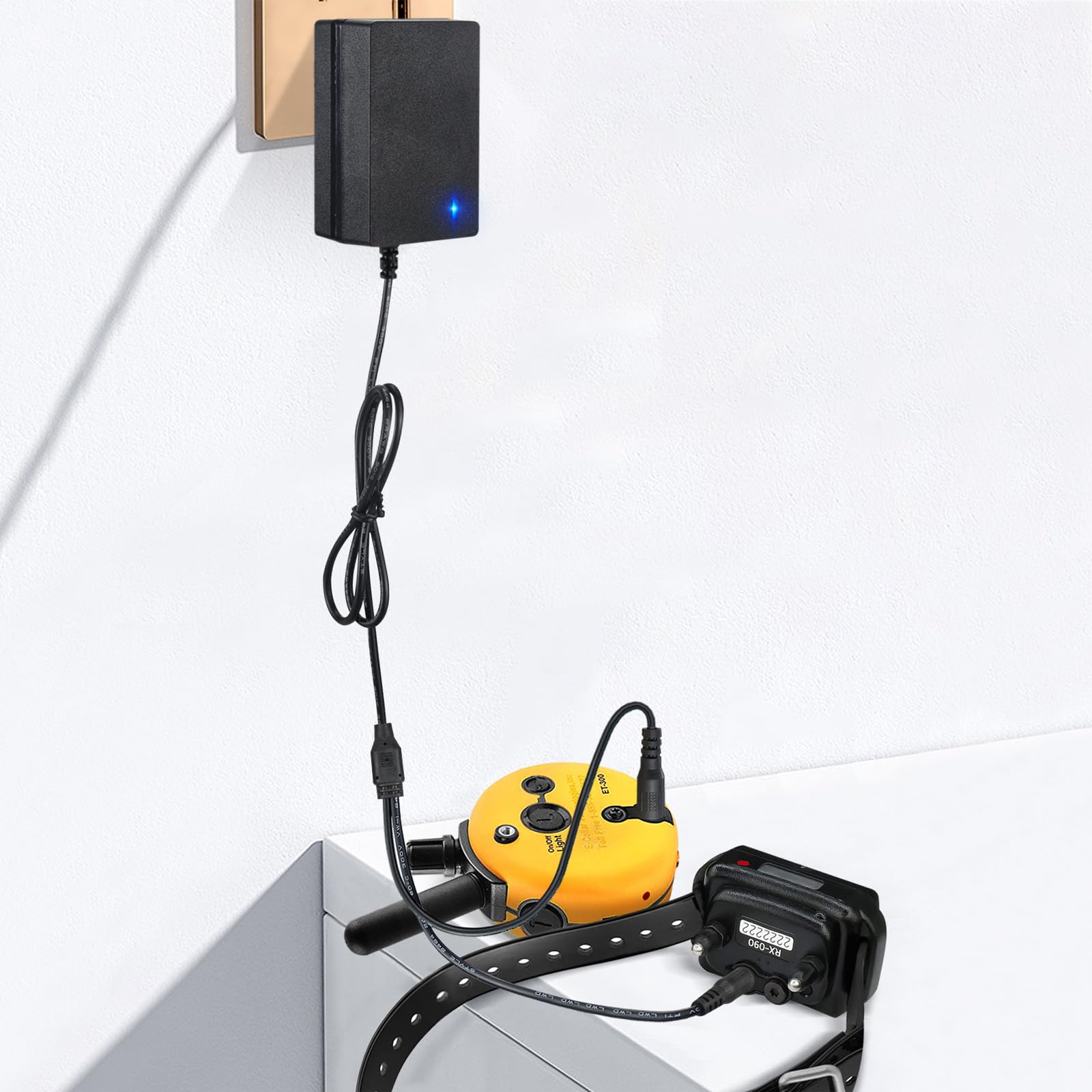 YEAOI E Collar Charger for Mini Educator 300 400 ET-300 ET-400 Dog Training Collars, Black Dual Lead Power Adapter Cord