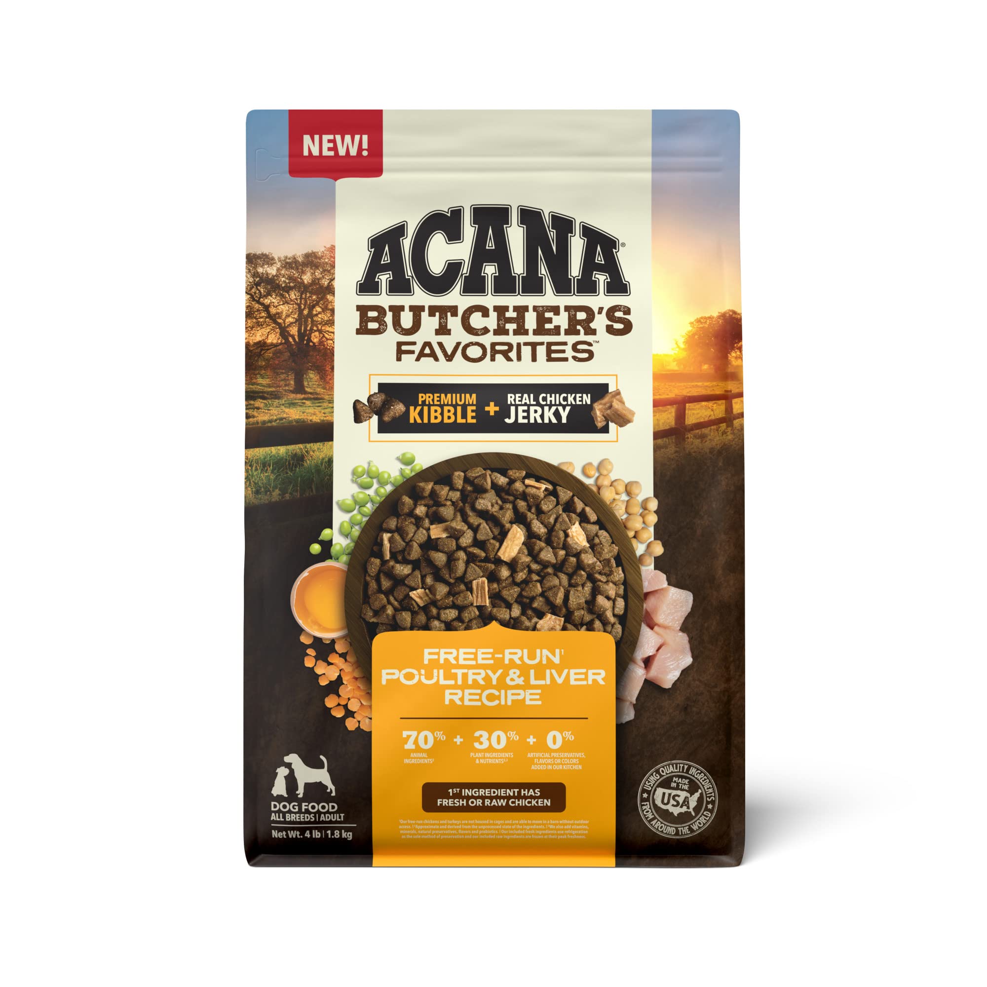 ACANA Butchers Favorites Grain-Free Dry Dog Food Free-Run Poultry & Liver Recipe 4lb Bag