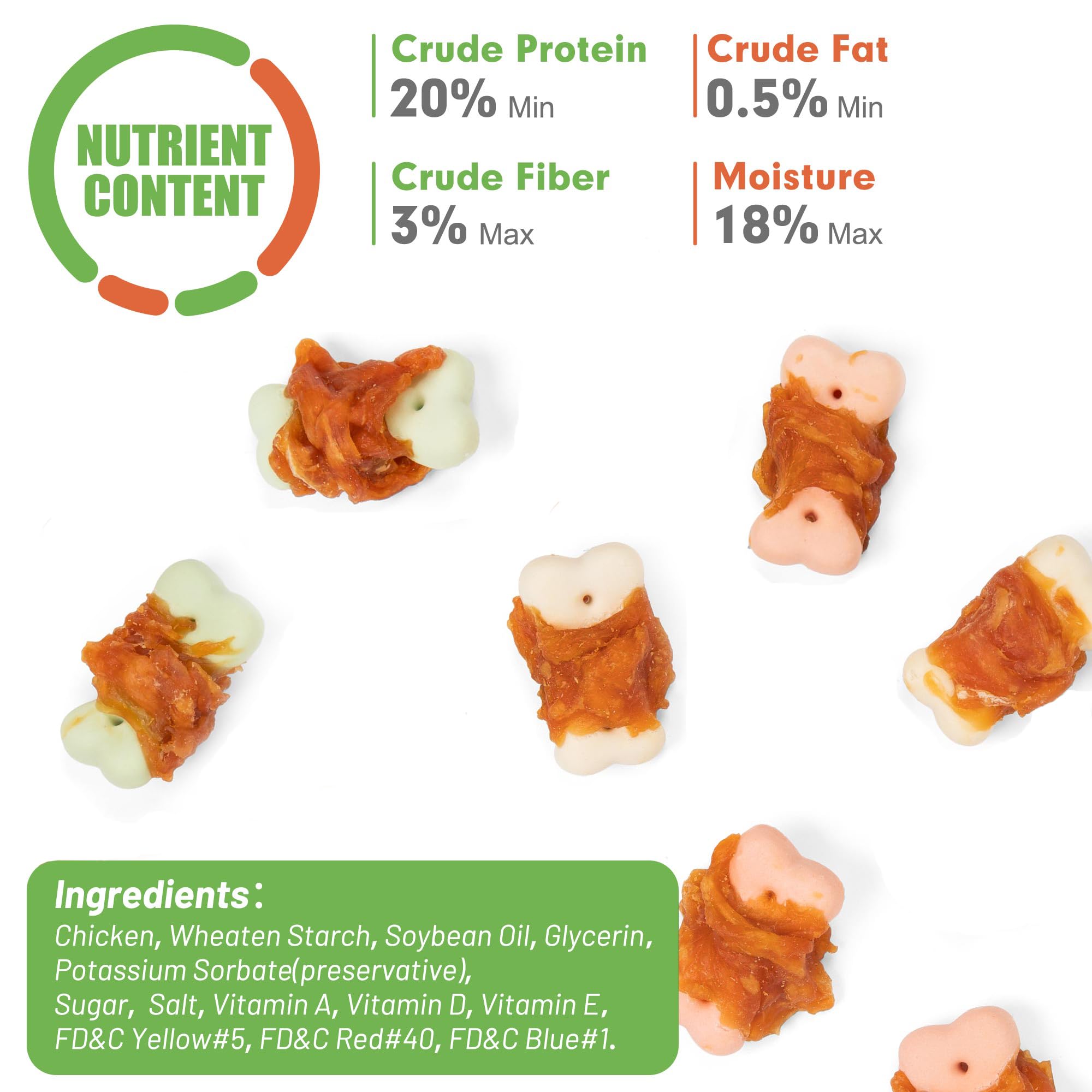 MON2SUN Dog Treats, Mini Chicken Wrapped Biscuits with Added Vitamins, Healthy Training Snacks for Small Medium and Large Dogs,