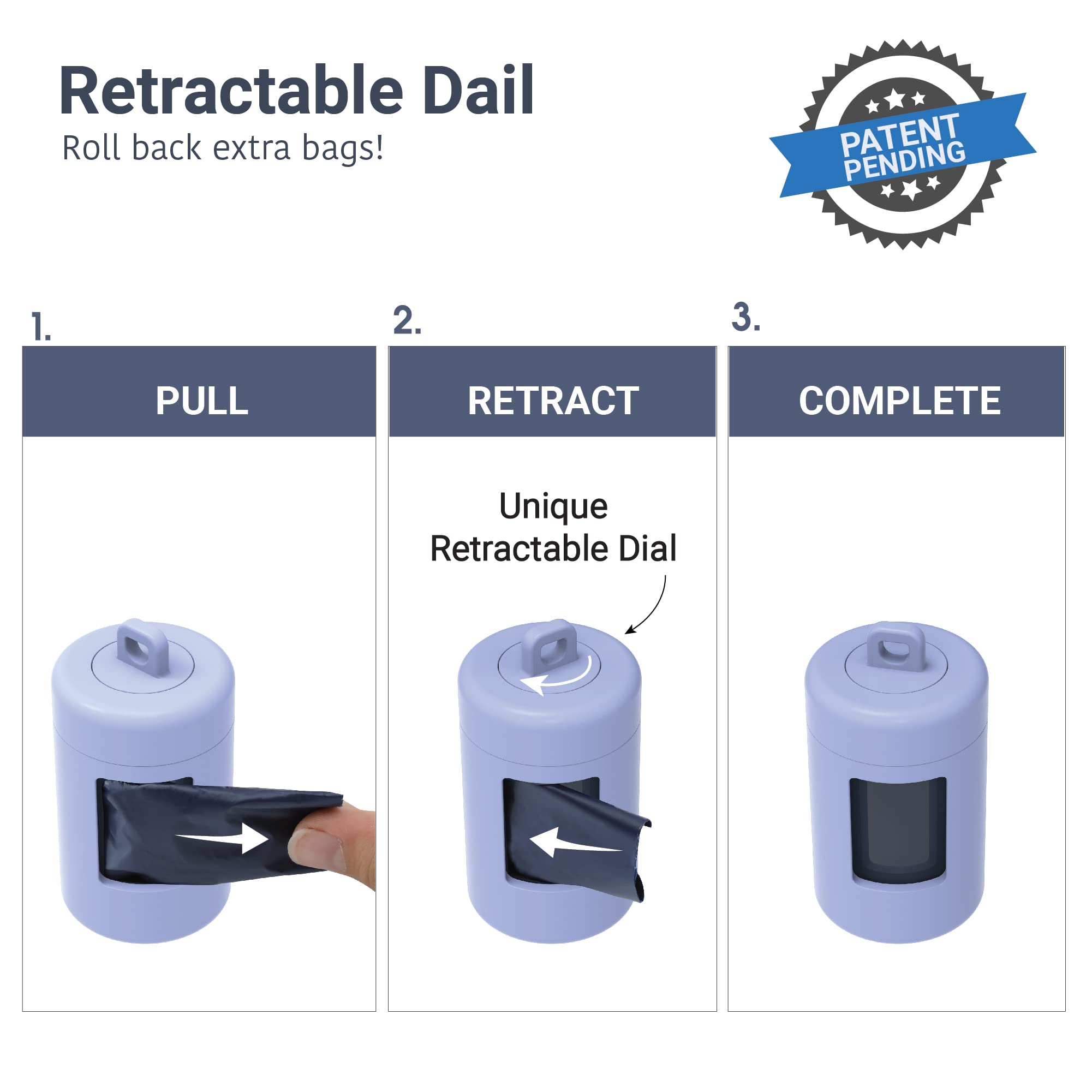 Svd.Pet Dog Poop Bag Dispenser, Retractable Waste Bag Dispenser, Lightweight Poop Bag Holder, Stretchy Strap Fits Any Dog Leash, Dog Walking Accessory (Lavender Field)