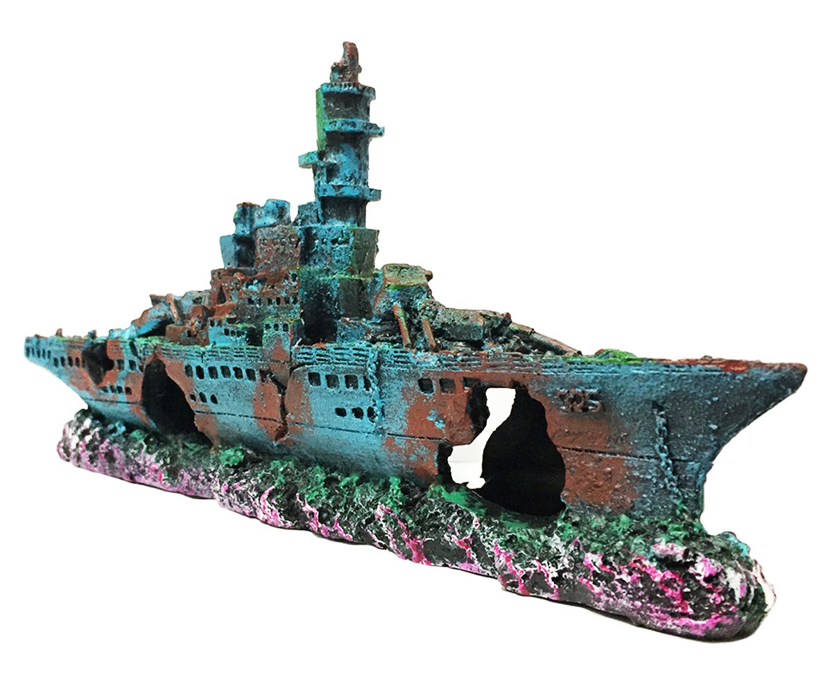 Slocme Aquarium Shipwreck Decorations Fish Tank Ornaments - Resin Material Sunken Ship Decorations, Eco-Friendly For Freshwater 