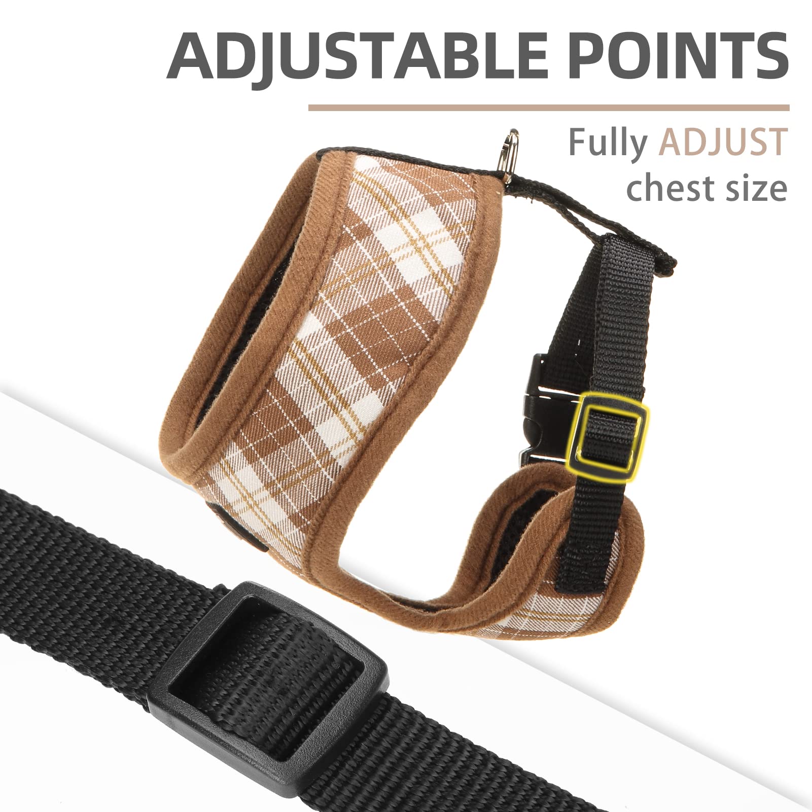 Pupteck Soft Mesh Dog Harness And Leash Set Pet Puppy Cat Comfort Padded Vest No Pull Harnesses, Brown, S