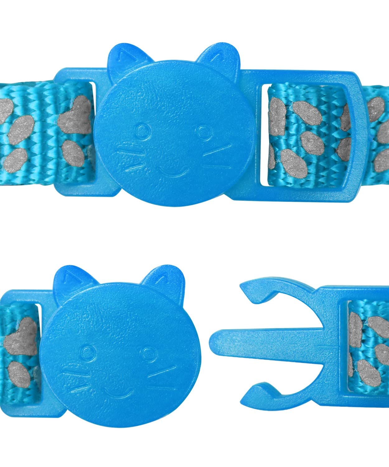 Taglory Reflective Cat Collars Breakaway With Bell, 2-Pack Girl Boy Pet Kitten Collar Adjustable 7.5-12.5 Inch, Sky Blue