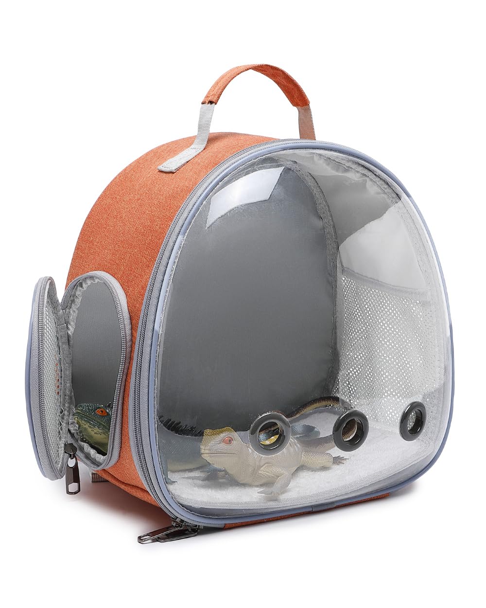 Hcupet Small Animal Carrier Backpack Space Capsule Bubble Window Carrier Backpack For Lizard Guinea Pig (Orange)