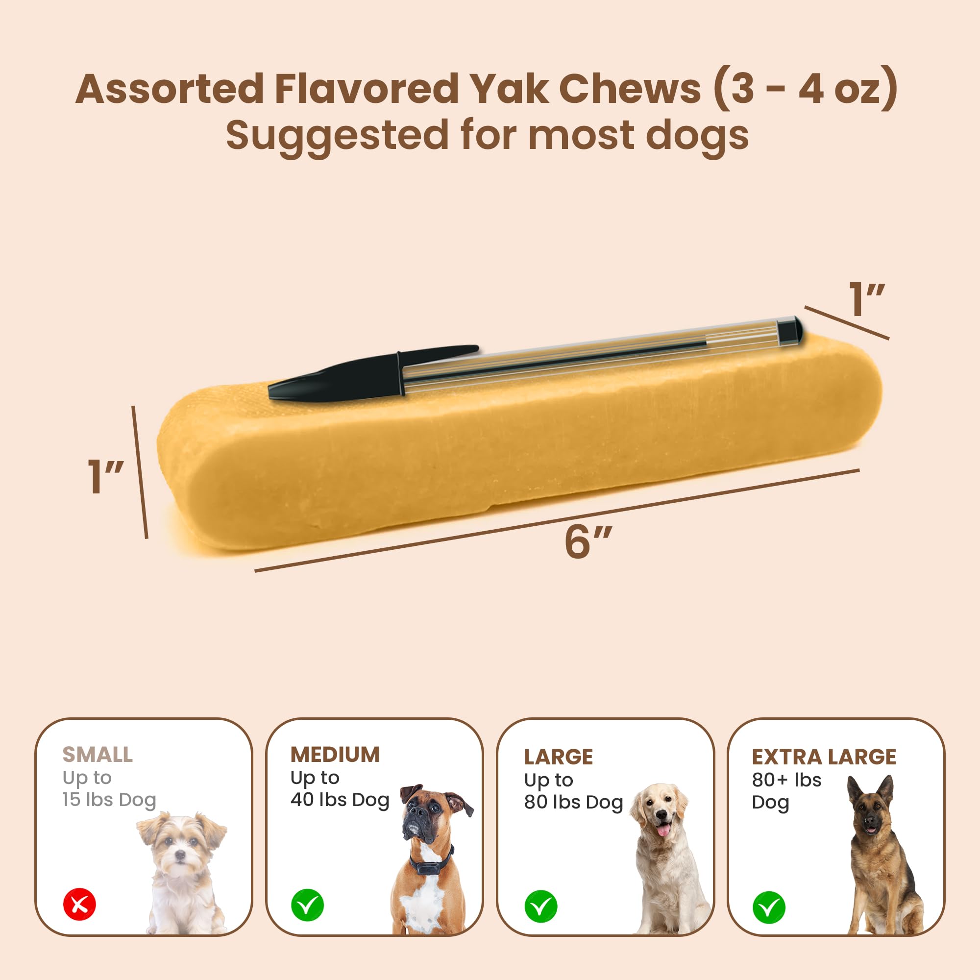 KATHMANDUS 100% Natural Flavored Yak Chews - Keep Dogs Busy & Happy with Our Lactose & Rawhide Free Himalayan Dog Chews - Long