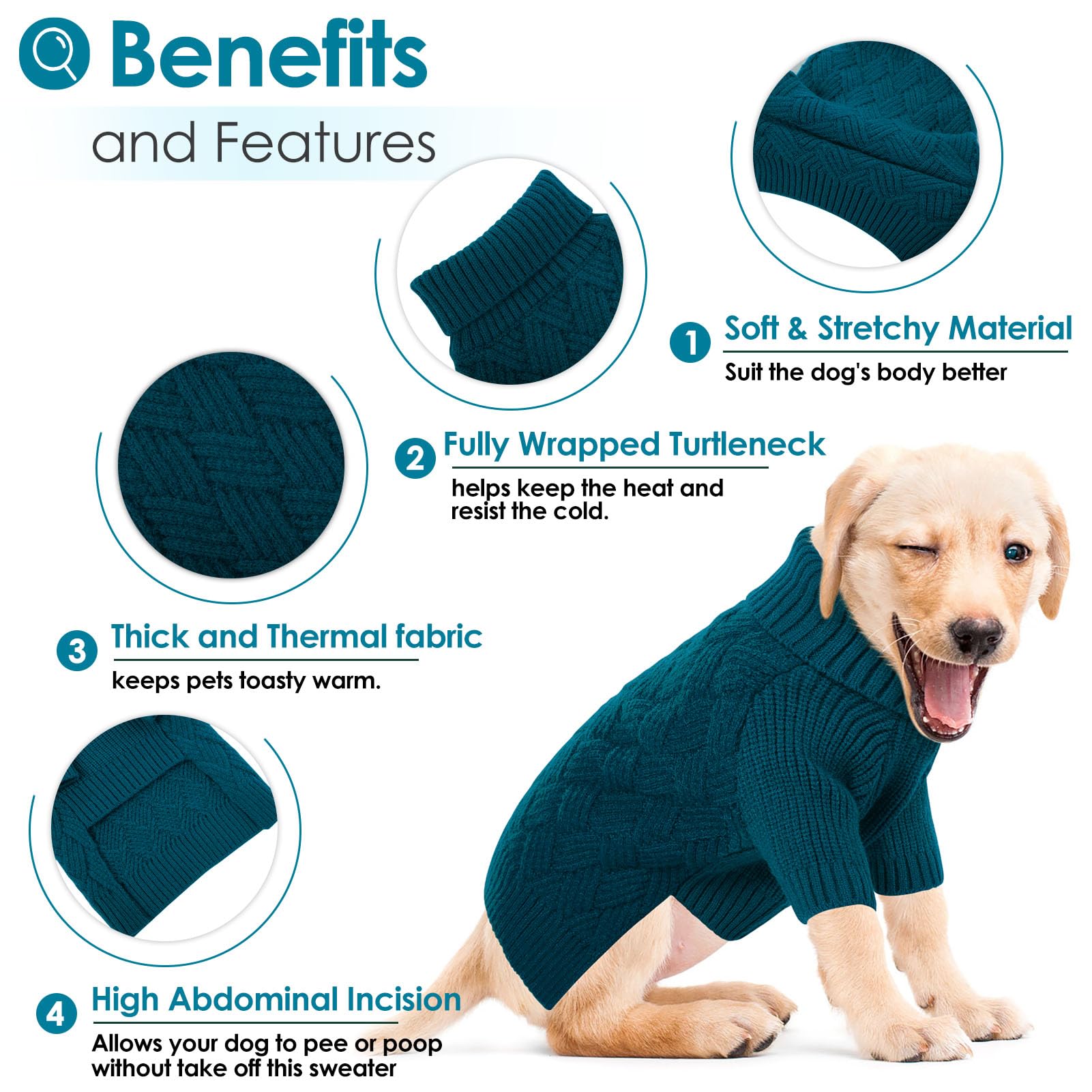 AOFITEE Dog Sweater - Warm Turtleneck Knitwear for Medium Dogs, Female & Male, Classic Halloween & Winter Designs for French Bul