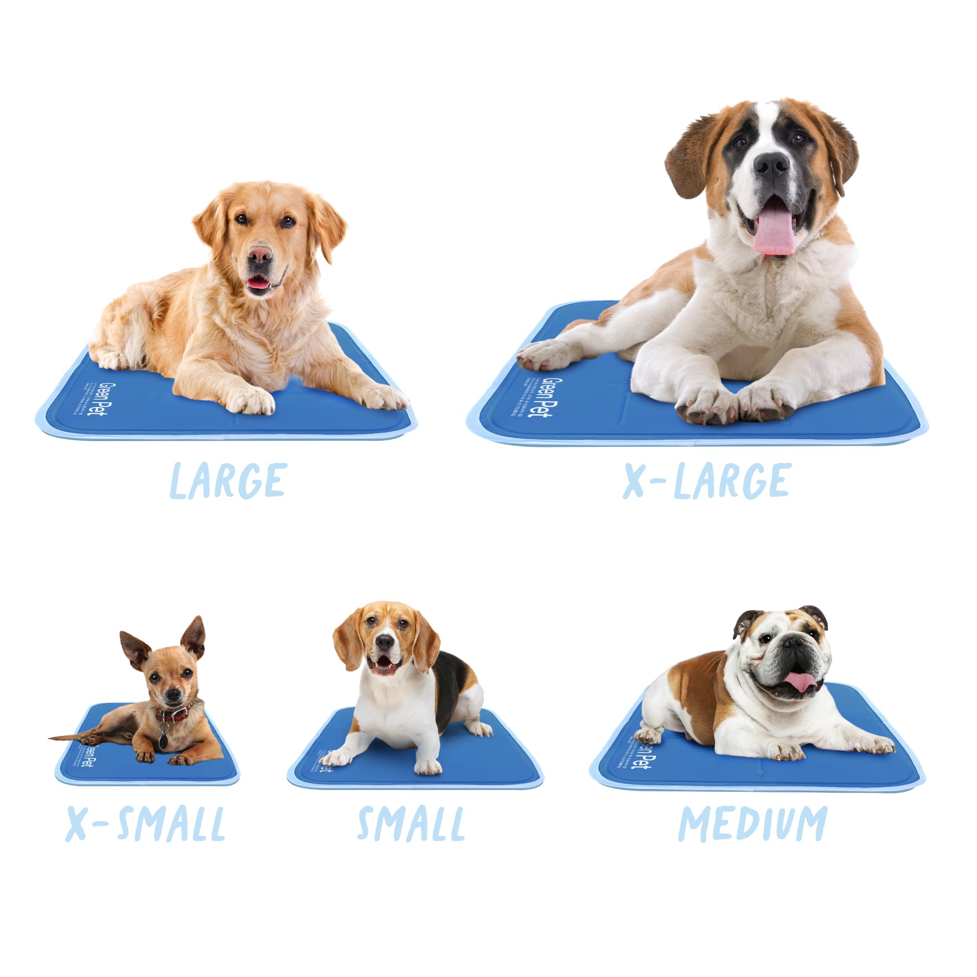 The Green Pet Shop Extra Large Blue Cool Pet Pad - Self-Cooling, Pressure Activated Mat for Dogs & Cats 80+ lbs - Non-Toxic Gel