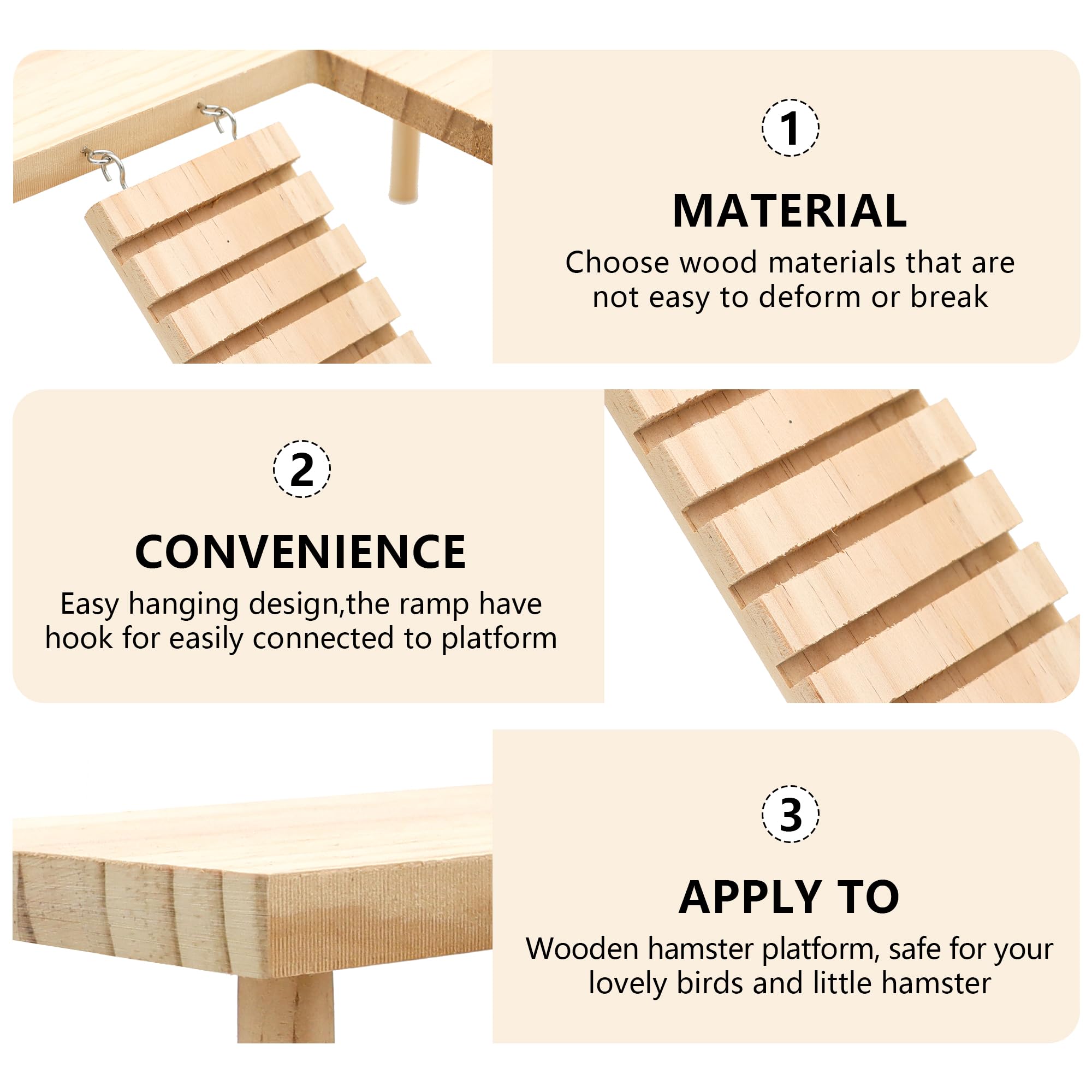 Dvhey Hamster Wooden Platform With Legs Small Animal Climbing Ladder Standing Rat Guinea Perch Chew Toy Cage Accessories (Platfo