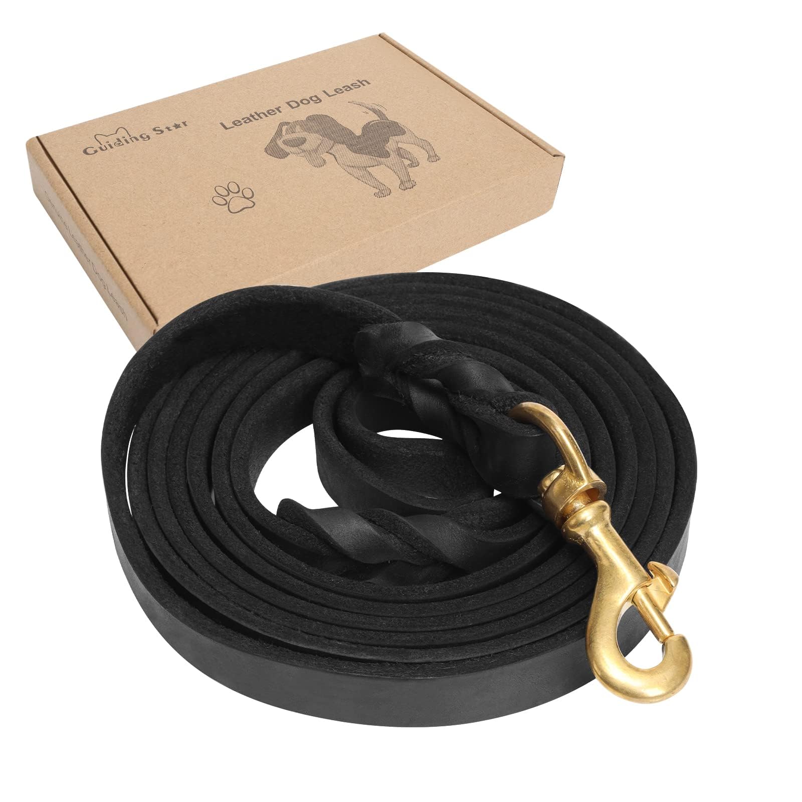 Guiding Star Leather Dog Leash 4ft, Dog Leashes for Large Dogs Heavy Duty, Soft Braided Handmade Leather Training Leash for Larg