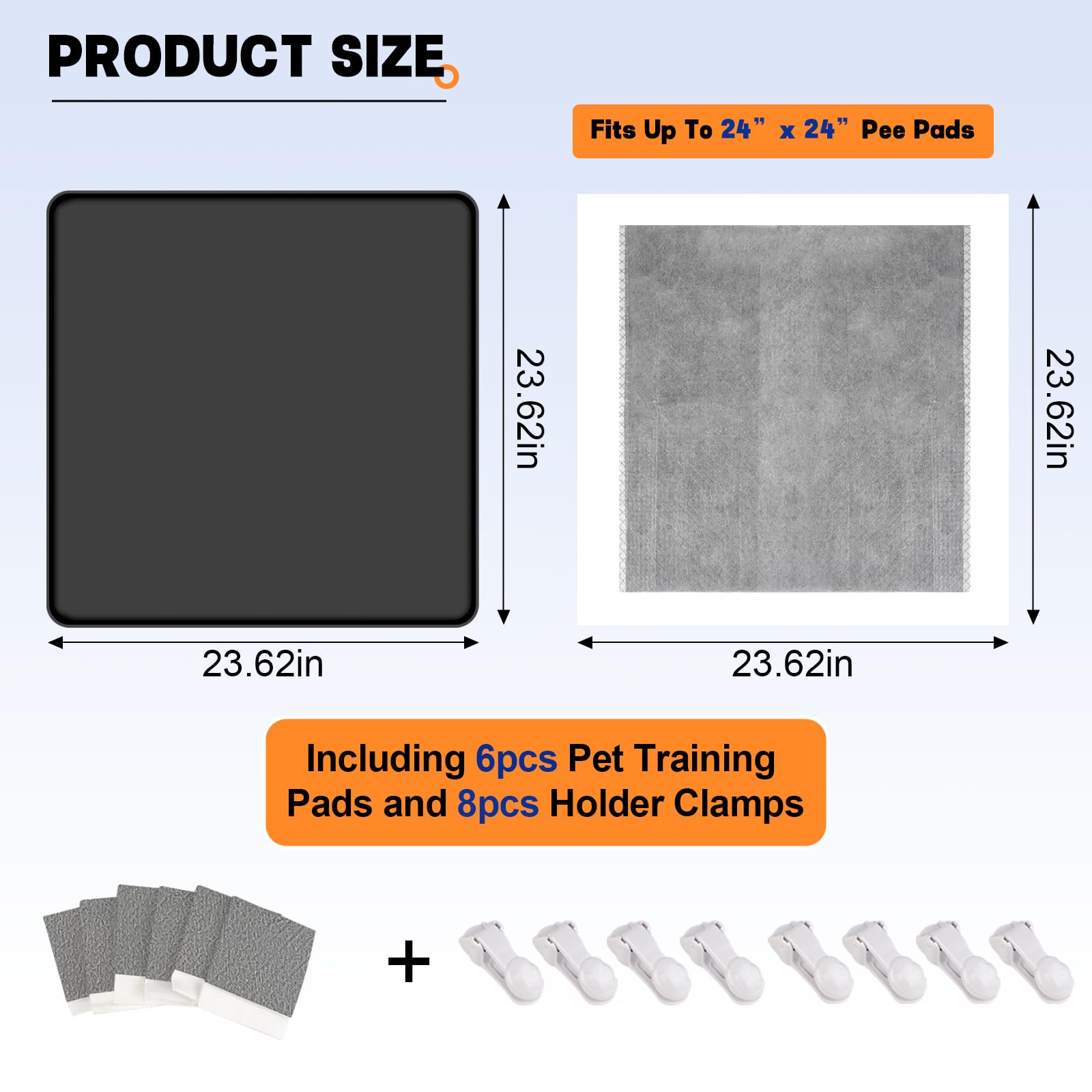 Letesult Dog Pee Pad Holder, Puppy Pad Holder Tray For 24'' X 24'' Training Pads, 15Pcs Dog Potty Tray Set Include High Edge Sil