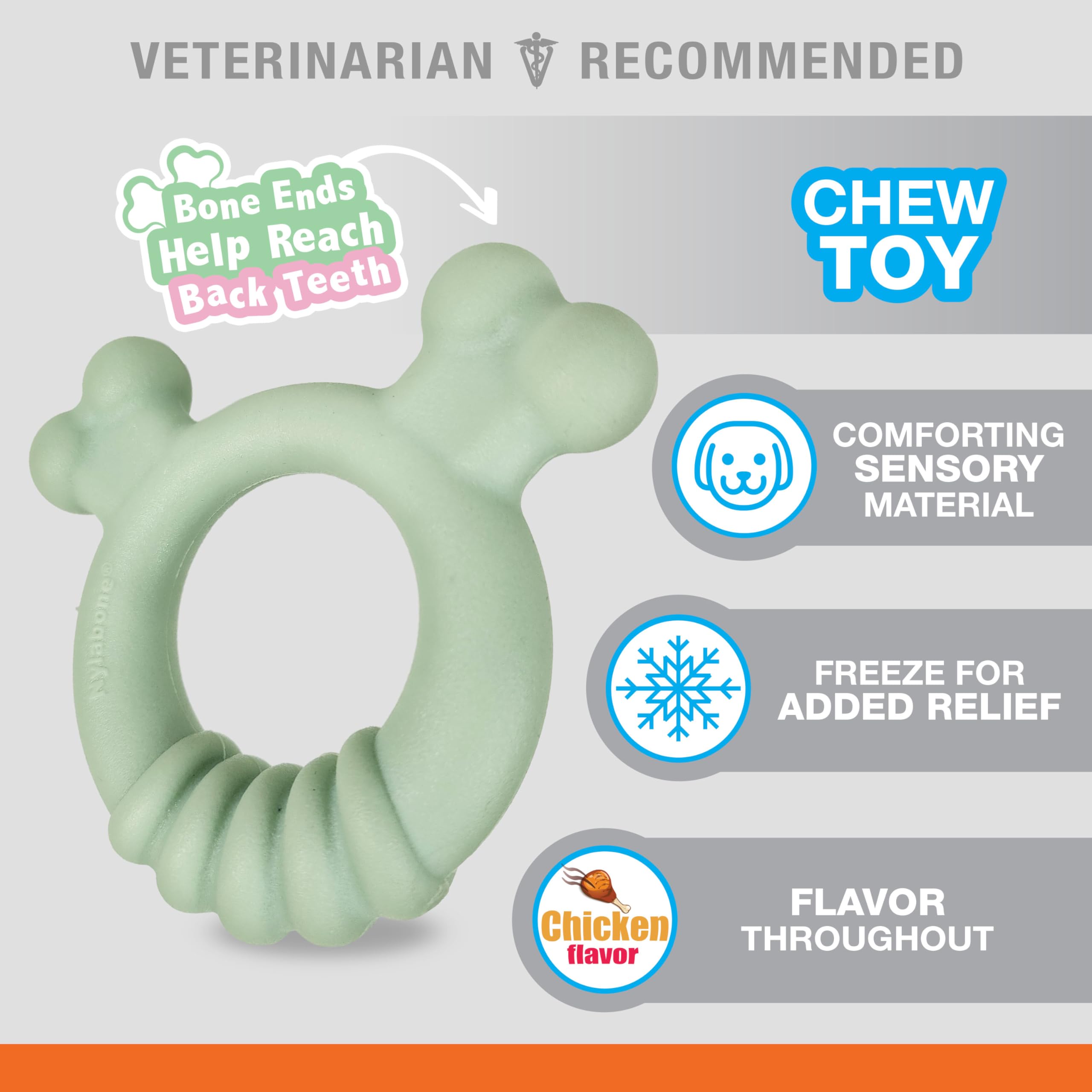 Nylabone Sensory Material Puppy Chew Toy Ring, Toys For Teething Puppies, Chicken Flavor, Small - Up To 25 Lbs, 1 Count
