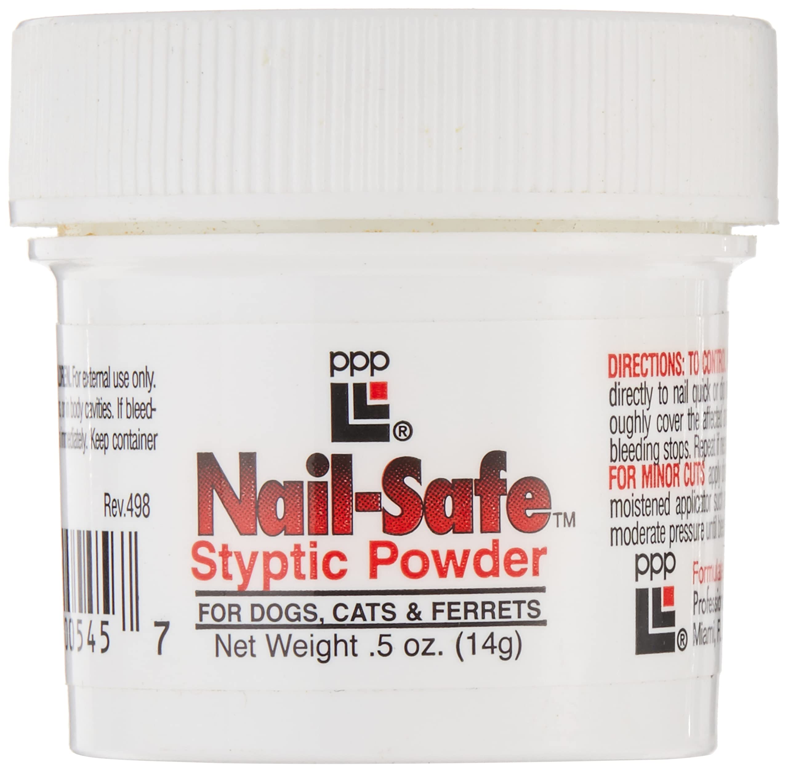 PPP Nail-Safe Styptic Powder for Dogs & Cats - Quickly Stops Bleeding from Nail Clipping - for Groomers and Veterinarians - 0.5 