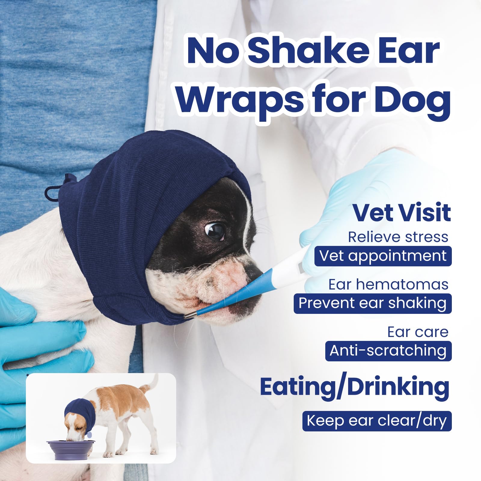 Nanaki Soft Dog Calming Hoodie Anxiety Relief Dog Ear Muffs Noise Protection Dog Ear Wrap Hematoma Fireworks Dog Ear Cover for B