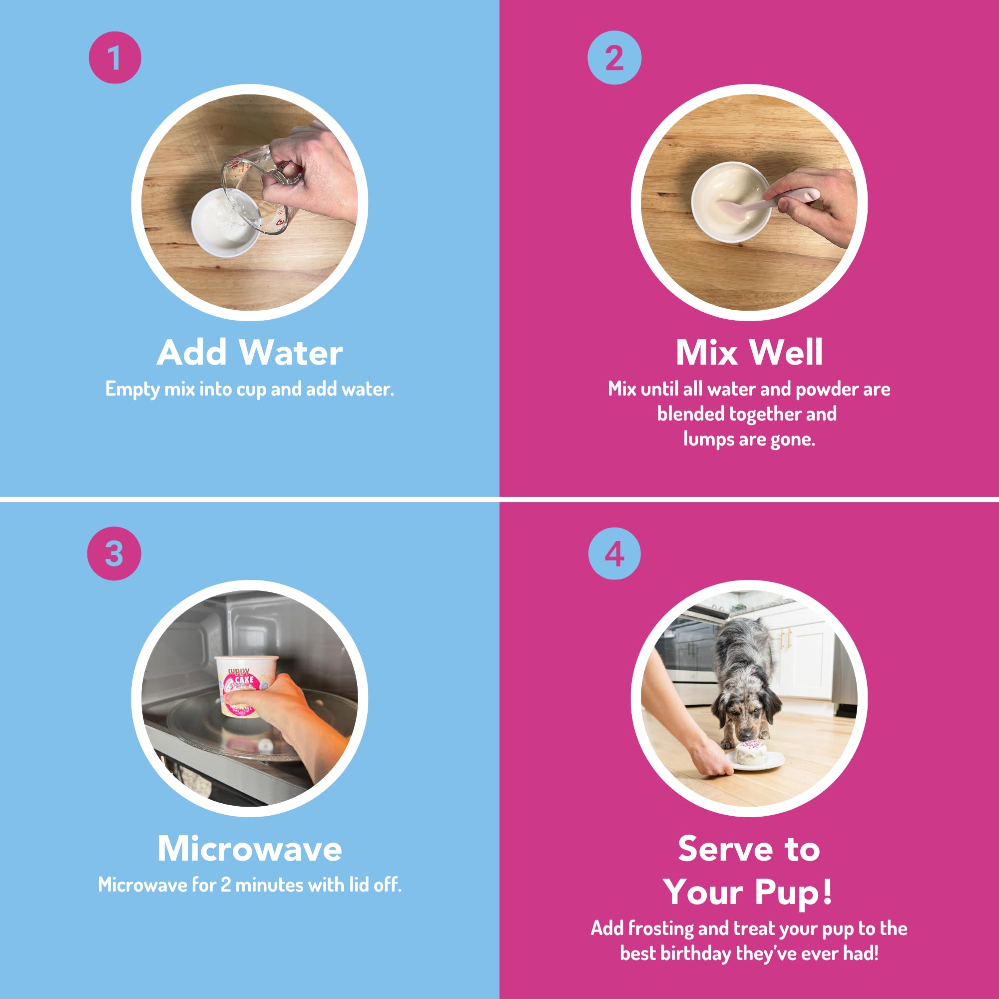 Cuppy Cake Microwave Dog Birthday Cake in a Cup - Just Add Water & Microwave, Ready in 2 Minutes - Icing and Sprinkles - (Birthd