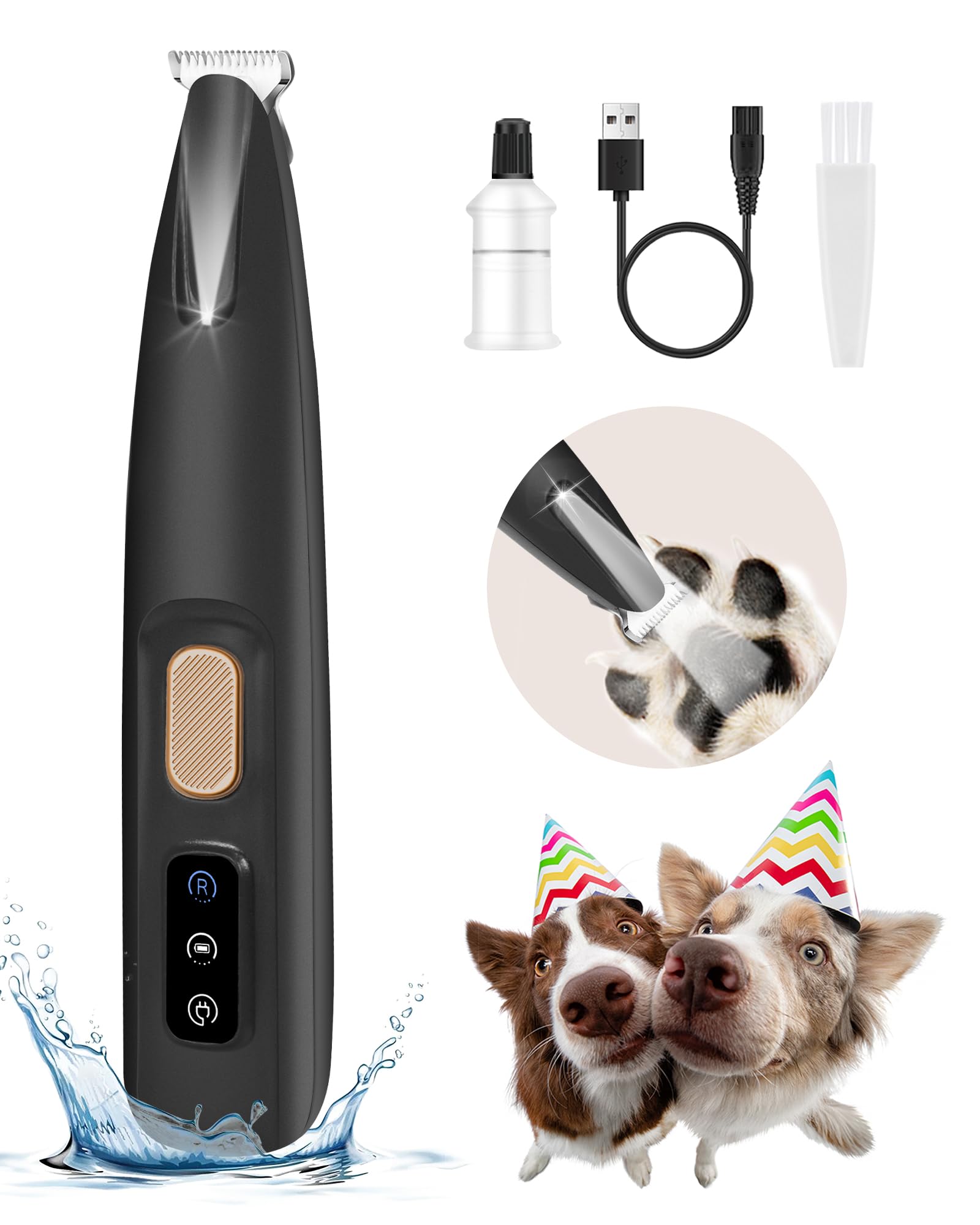 FURBONA Upgraded Dog Paw Trimmer with LED Light, 18 mm Widen Blade, 35 dB Low Noise, LED Display, Fully Waterproof, Rechargeable