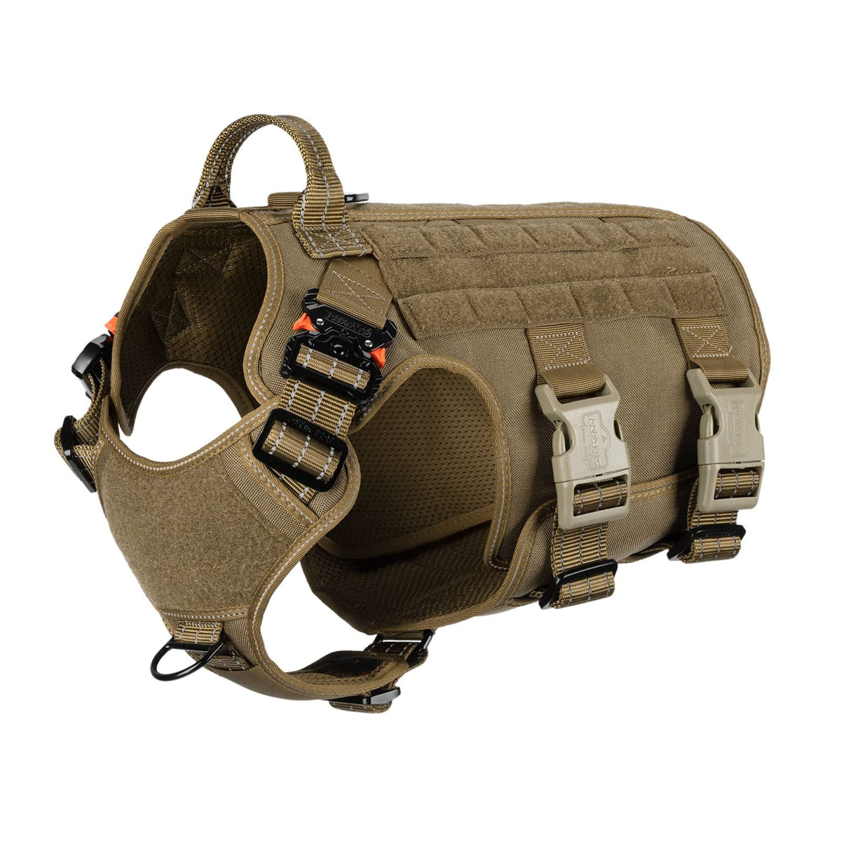 Icefang Reflective Tactical Dog Harness With 6X Buckles For X-Large Sized Dogs,Walking Training Work Dog Molle Vest With Handle,