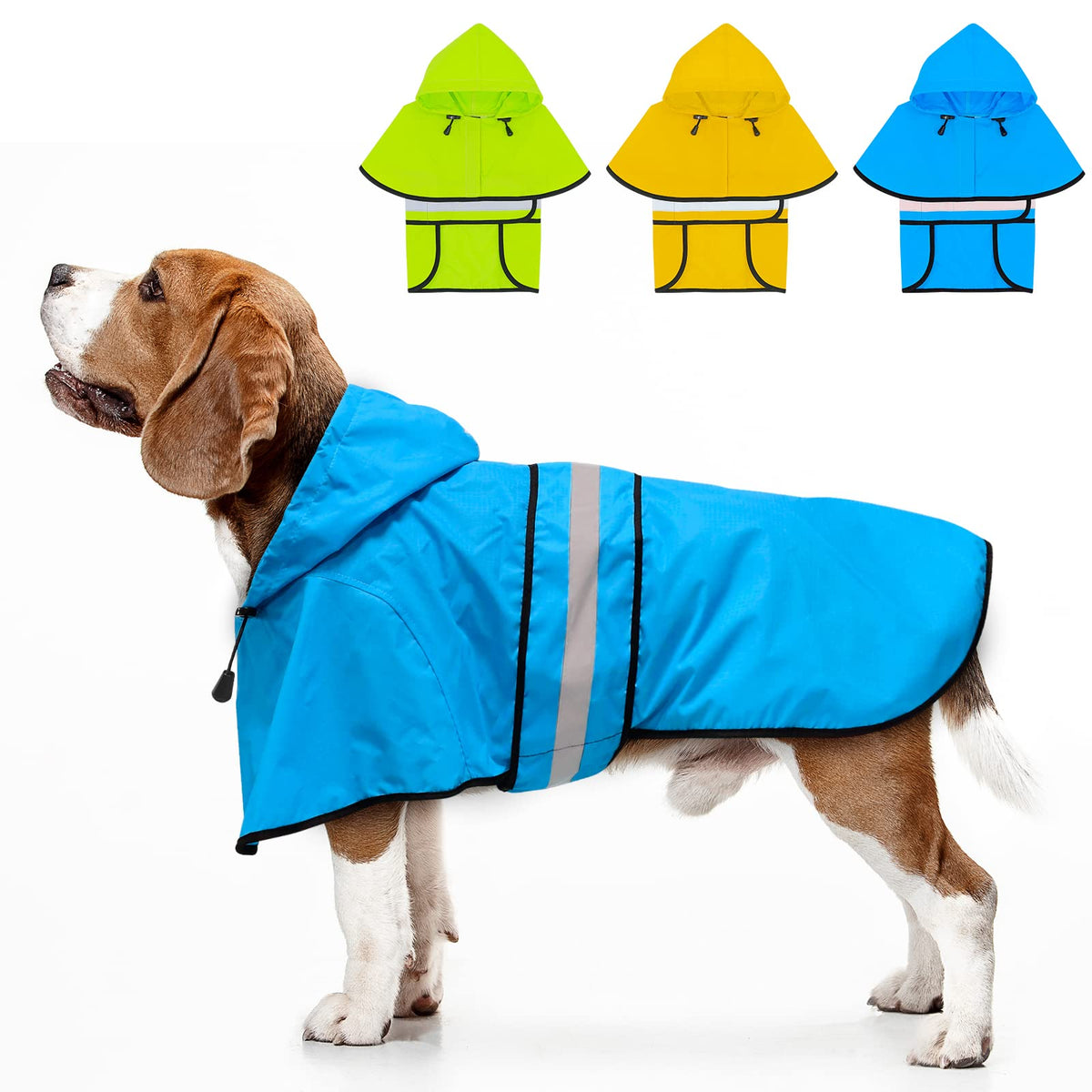 Dolitego Dog Raincoat - Reflective Dog Rain Coat, Waterproof Dog Jacket, Adjustable Dog Rain Jacket With Hoodie, Lightweight Dog Poncho Slicker For Small Medium Large Dogs (X-Large, Blue)