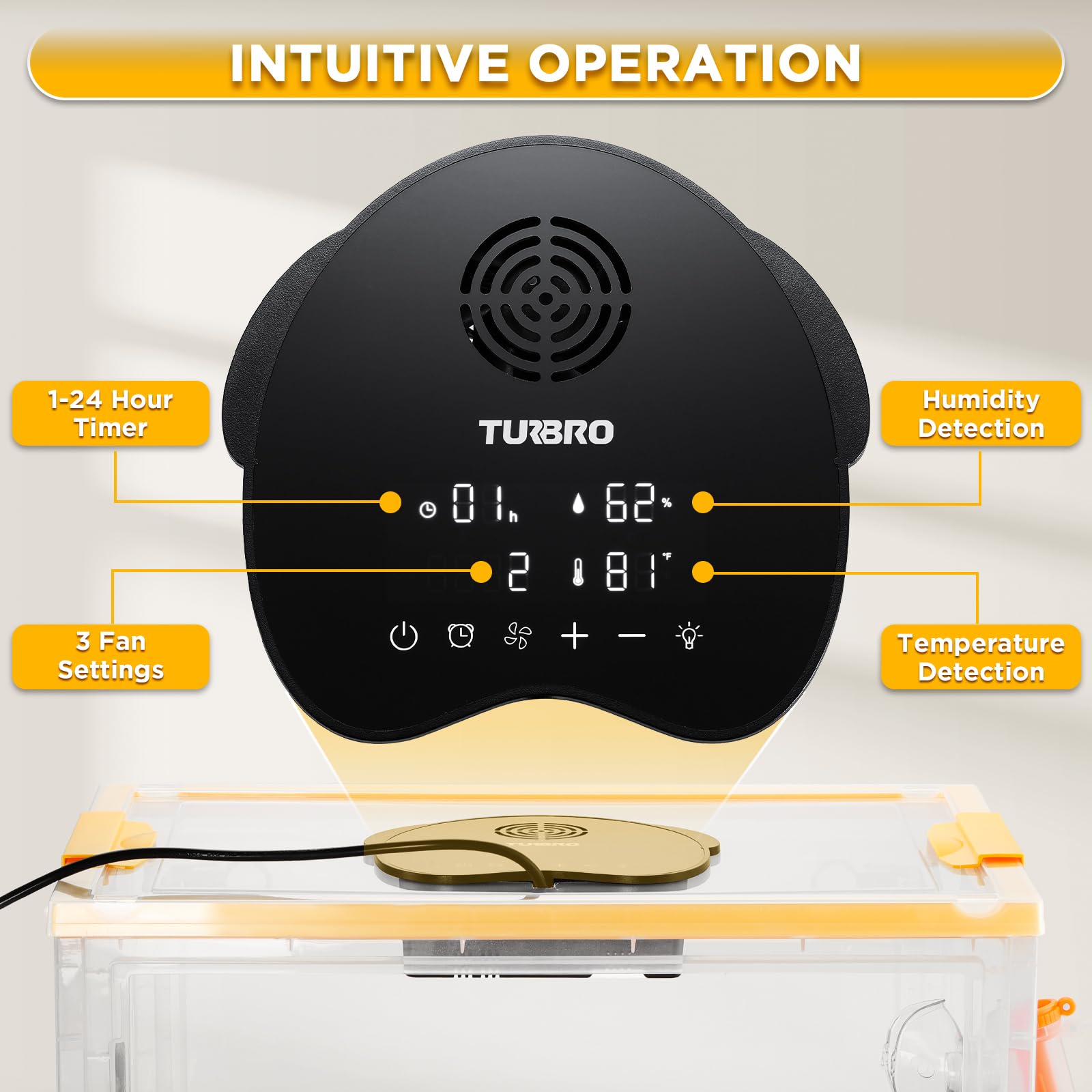 TURBRO 55L Pet Incubator, Precision Temperature Control for Puppy & Kitten Care, with Adjustable Fan Speed, Multifunctional LED