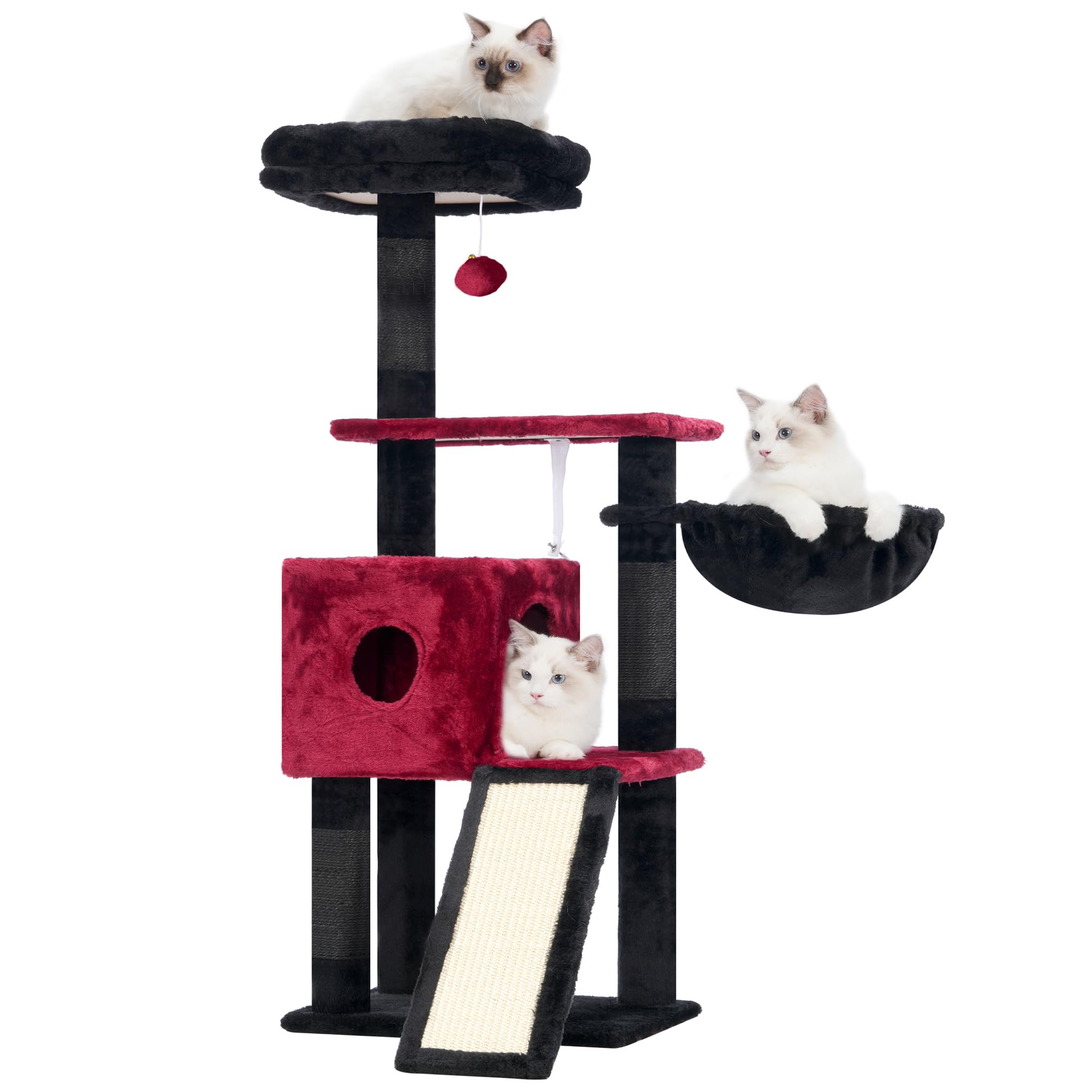 Hey-Brother Gothic Cat Tree, 42.5-Inches Cat Tower For Indoor Cats, Plush Multi-Level Kitten Cat Condo With Scratching Post,Ramp