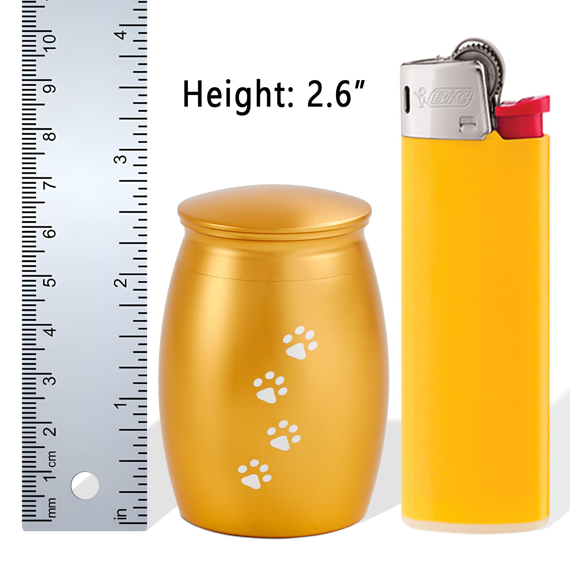 Lines Arte 2.67 Inches Small Pet Cremation Urns For Dog Ashes,Tiny Urn For Dog Or Cats Ashes,Mini Keepsake With Paw Print(Paw Go