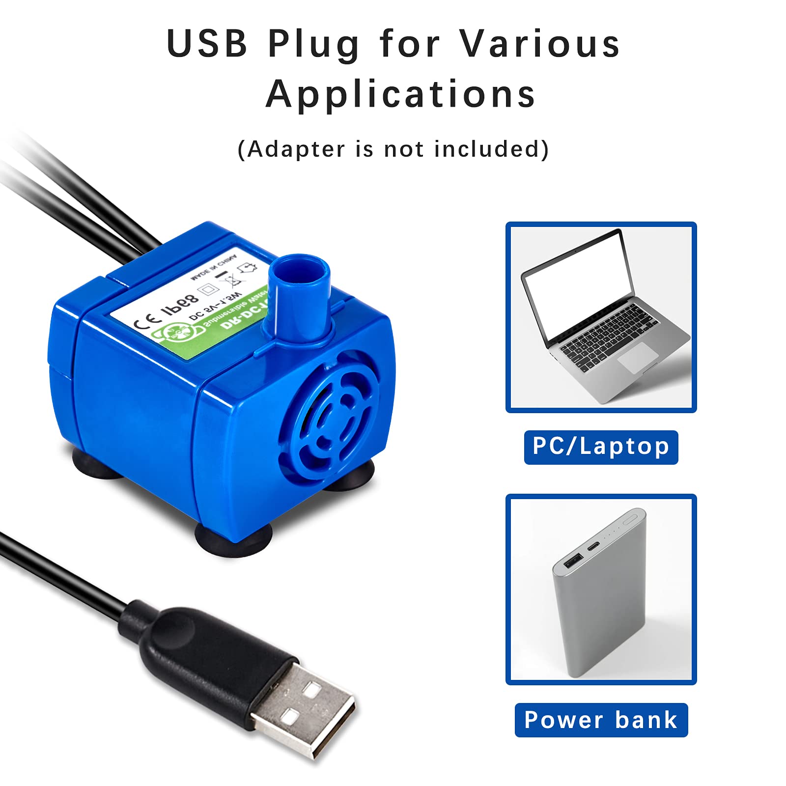 Monsin Cat Water Fountain Pump Replacement DR-DC160, Blue, BPA Free, Ideal for Round and Flower Cap Fountains