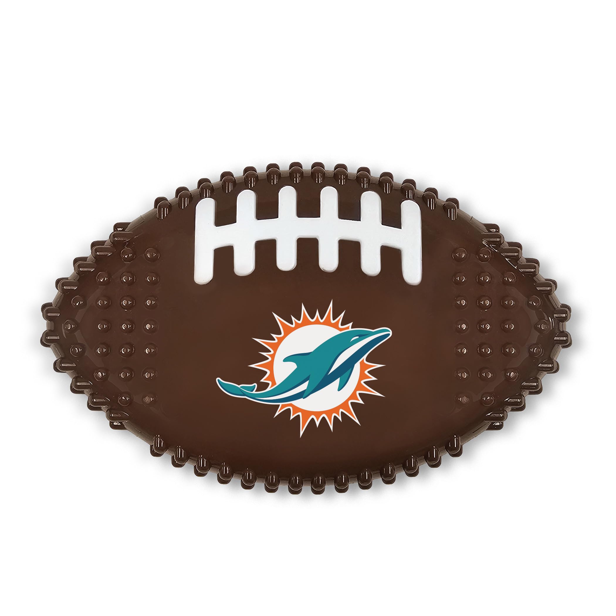 Nfl Miami Dolphins Mega- Chew Hard Nylon Bacon-Flavored Dog Bone Football Chew Toy Interactive Tasty Fun Dog Chewy Toys Indestru