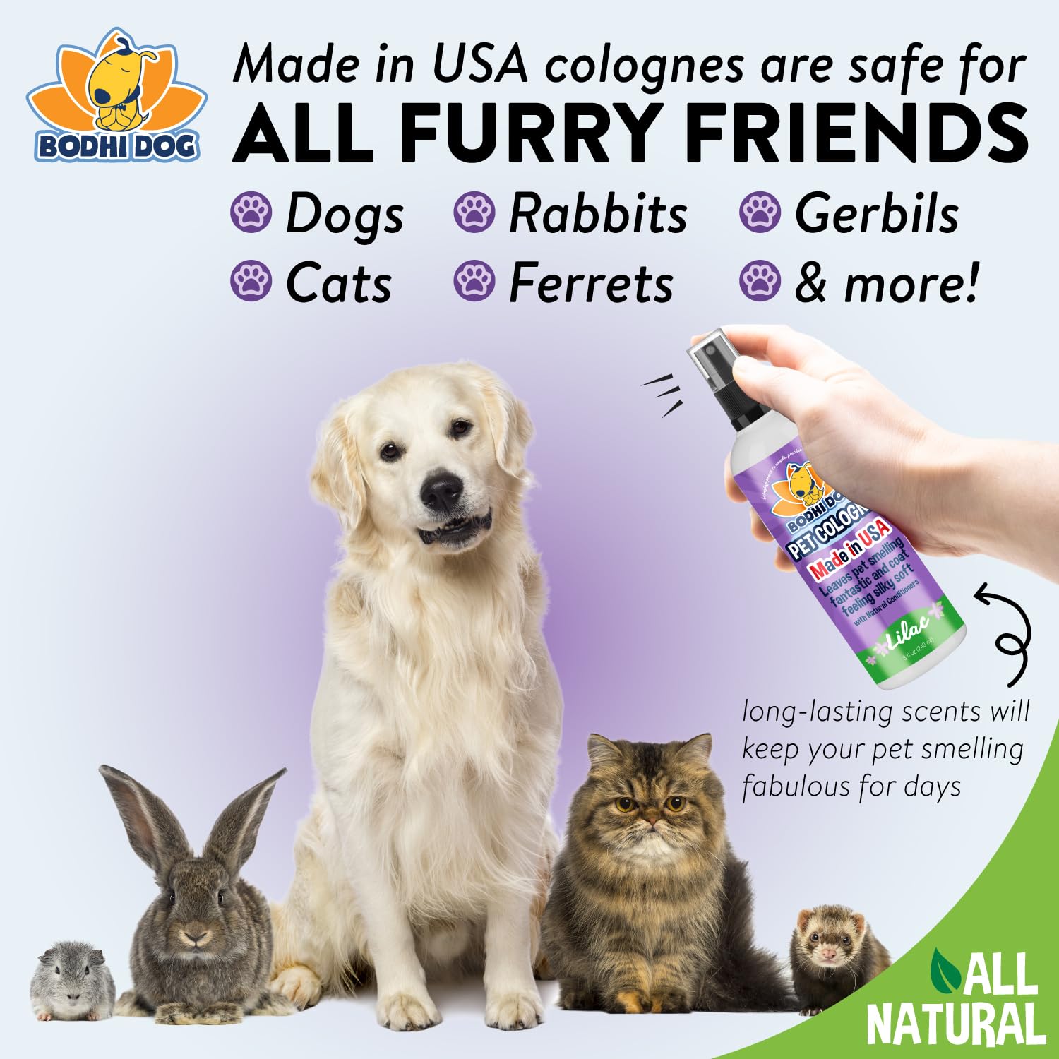 Bodhi Dog Premium Dog Cologne - Deodorizing Dog Perfume & Conditioner for Dogs & Cats - Natural Long Lasting Spray - Keeps Pets