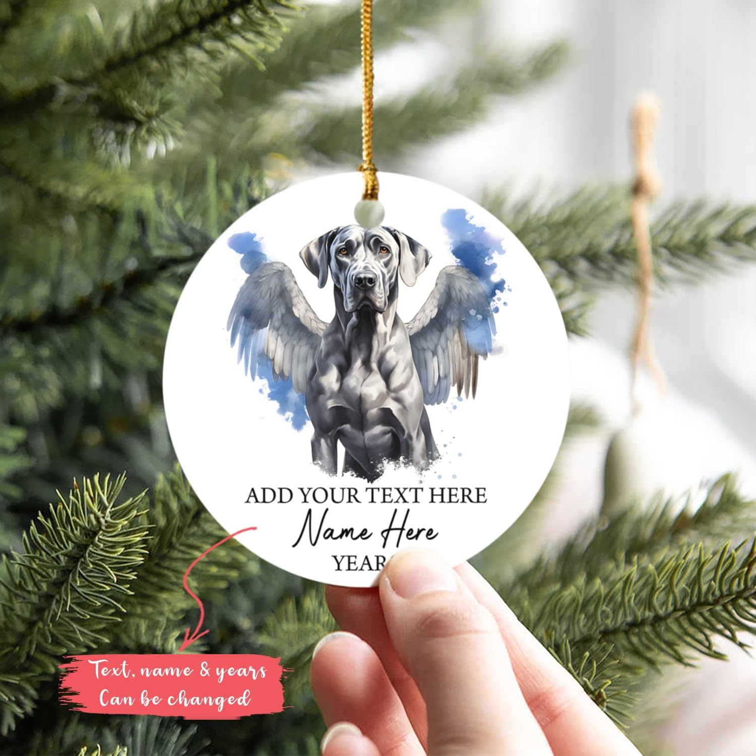 Great Dane Dog Memorial Christmas Ornament, Personalized Great Dane Dog Angel Ornament Keepsake, Great Dane Dog Loss Gifts, Customized Great Dane Dog Ornament With Name, Dog Mom Dog Dad Xmas Gifts