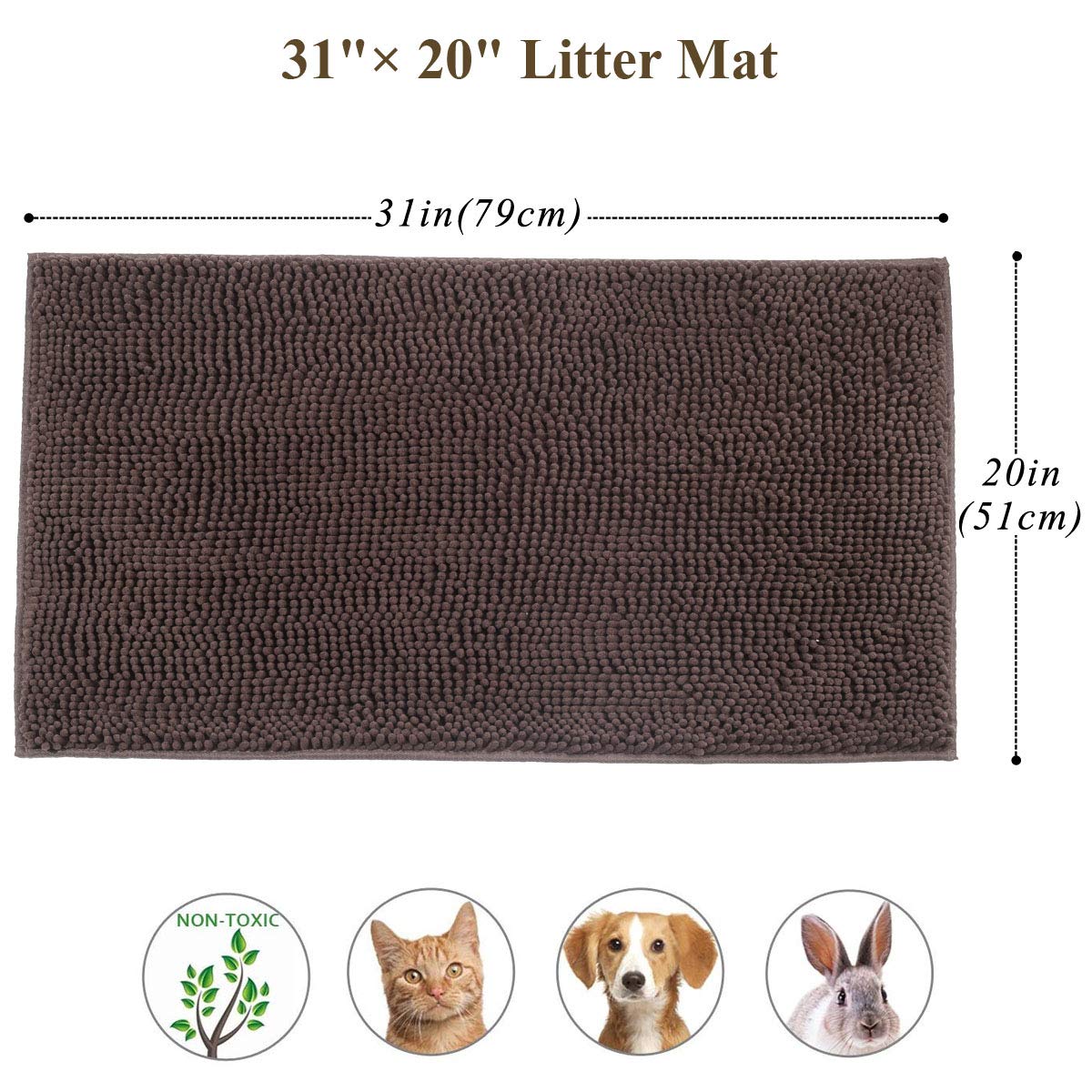 Vivaglory Cat Litter Mat, Litter Trapping Mat, 31''   20'' Cat Kitty Litter Rug With Waterproof Back, Super Soft For Cat'S Paws,