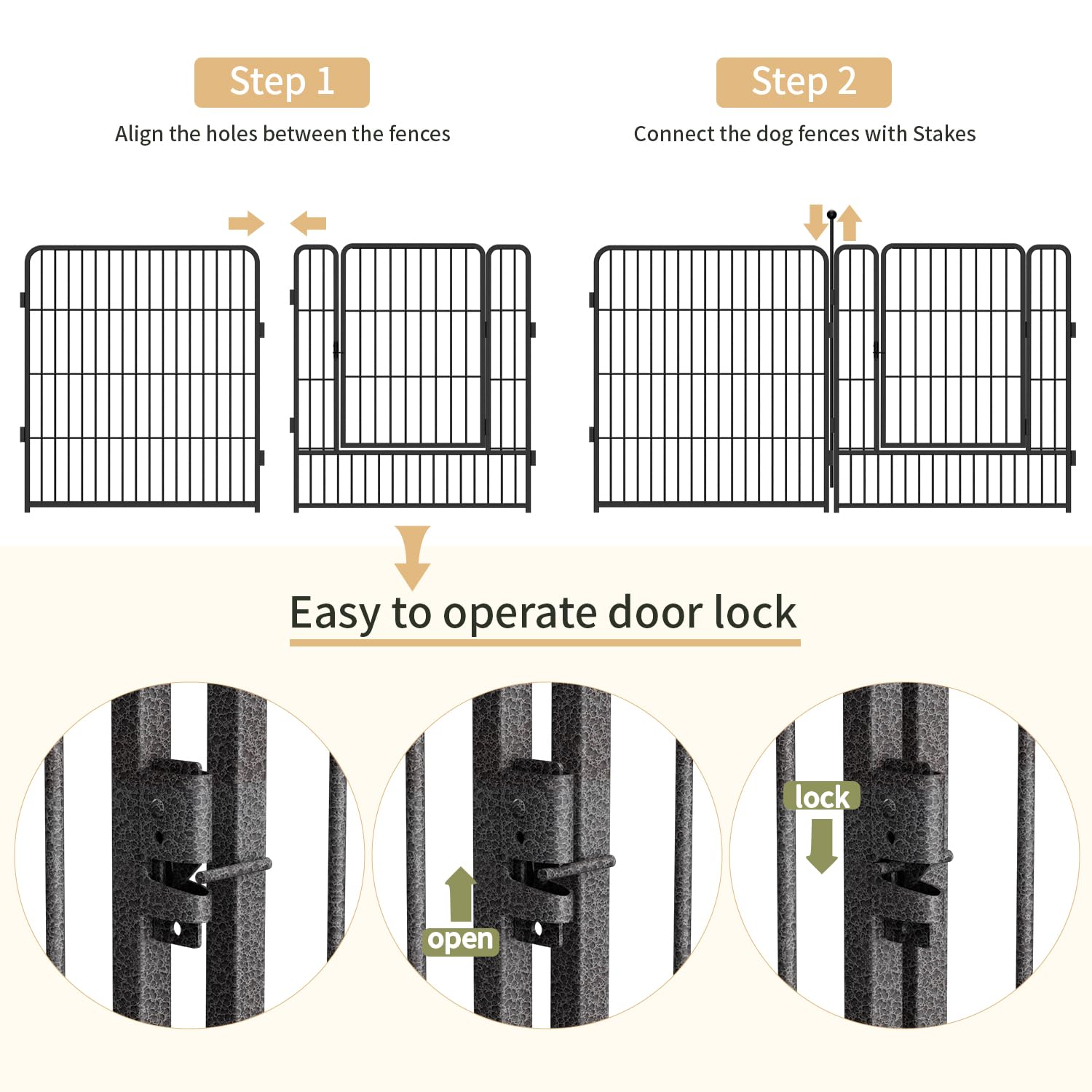 Dog Playpen,32/40/45 Inch Height In Heavy Duty, Folding Indoor Outdoor Anti-Rust Dog Exercise Fence, Portable Pet Playpen With D