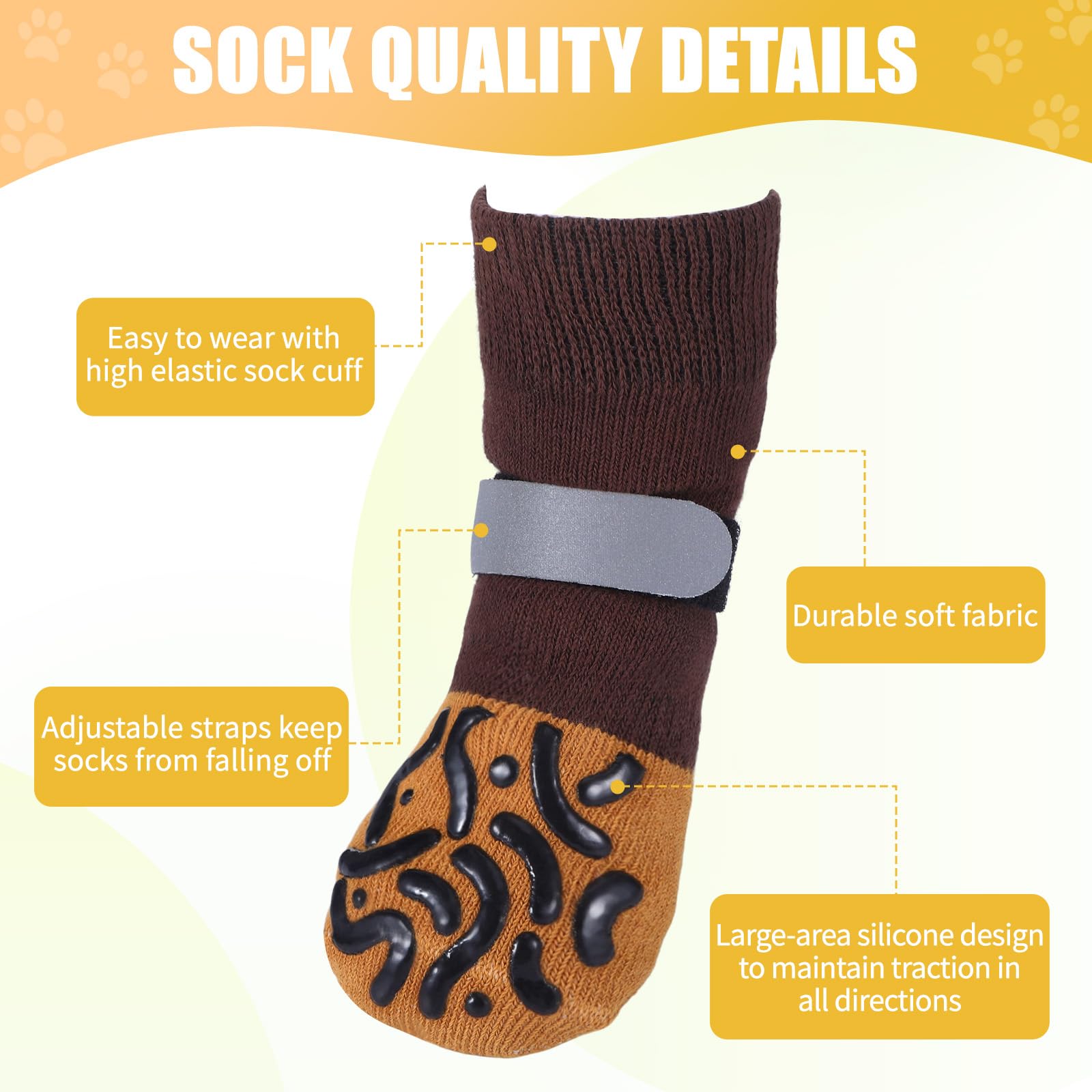 2 Pairs Of Dog Socks To Prevent Licking Paws, Double Sides Non-Slip Dog Boots & Paw Protectors, Paw Socks With Grippers For Seni