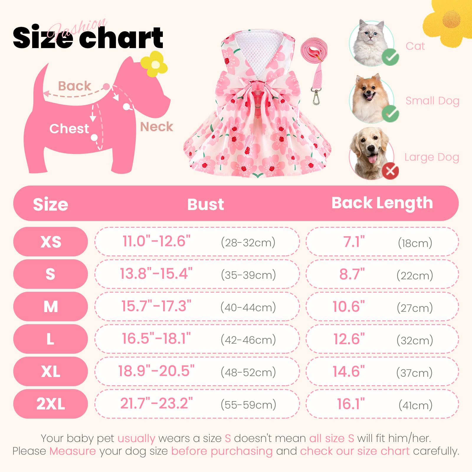 Abrrlo Cute Dog Dress Small Dog Clothes For Girls Female Puppy Outfit Pink Floral Pet Summer Clothes Bowknot Doggy Cat Princess