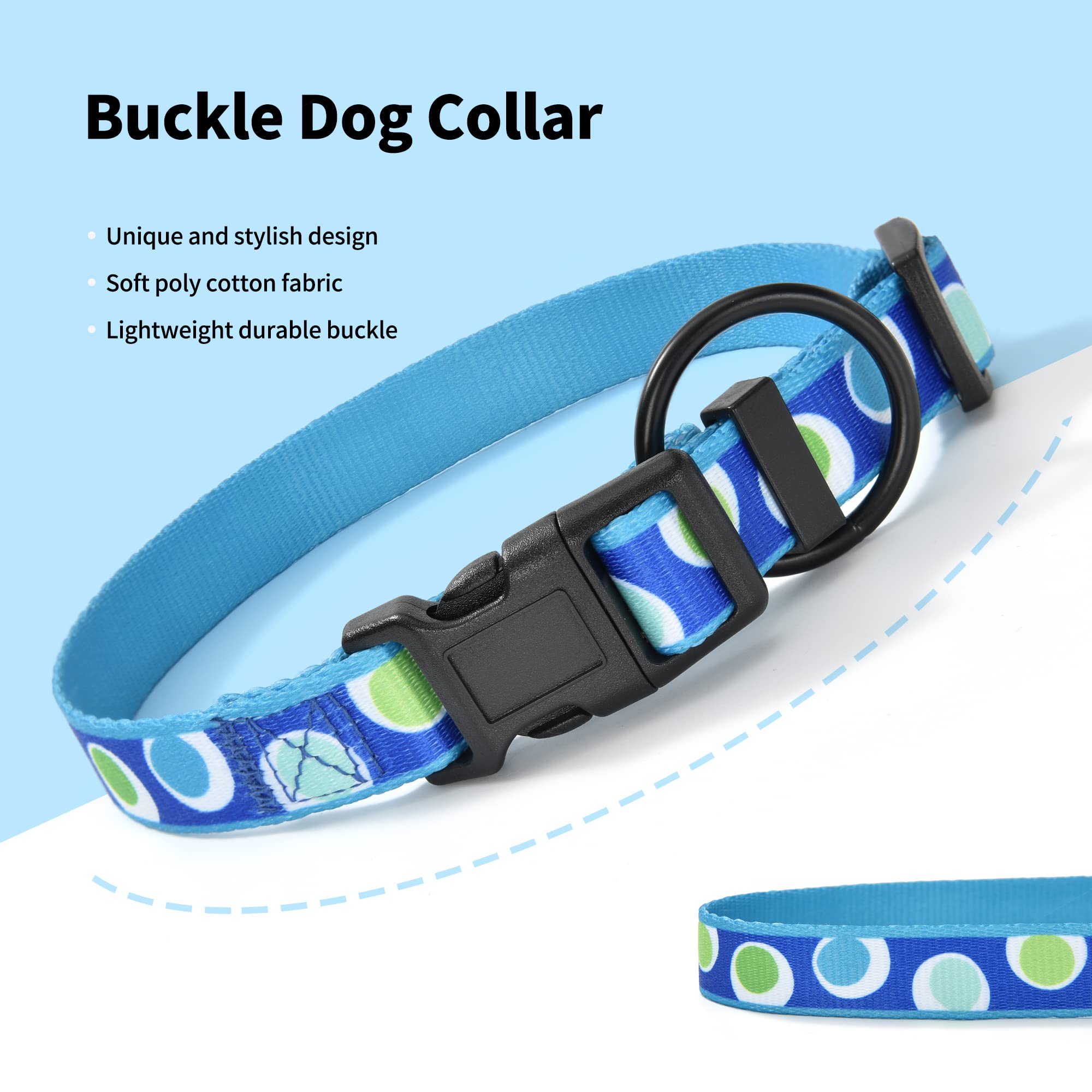 Mile High Life Dog Collar | Nylon Puppy Collars W Cute Patterns | Lightweight Girl Dog Collar | Boy Dog Collar For Small/Medium/Large Dogs (Blue Dot, Medium)