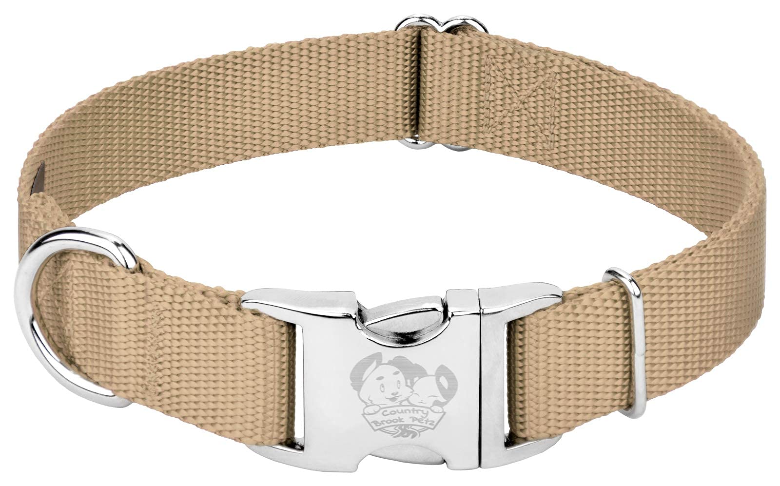Country Brook Design - Vibrant 30+ Color Selection - Premium Nylon Dog Collar With Metal Buckle (Medium, 3/4 Inch, Copper Gold)
