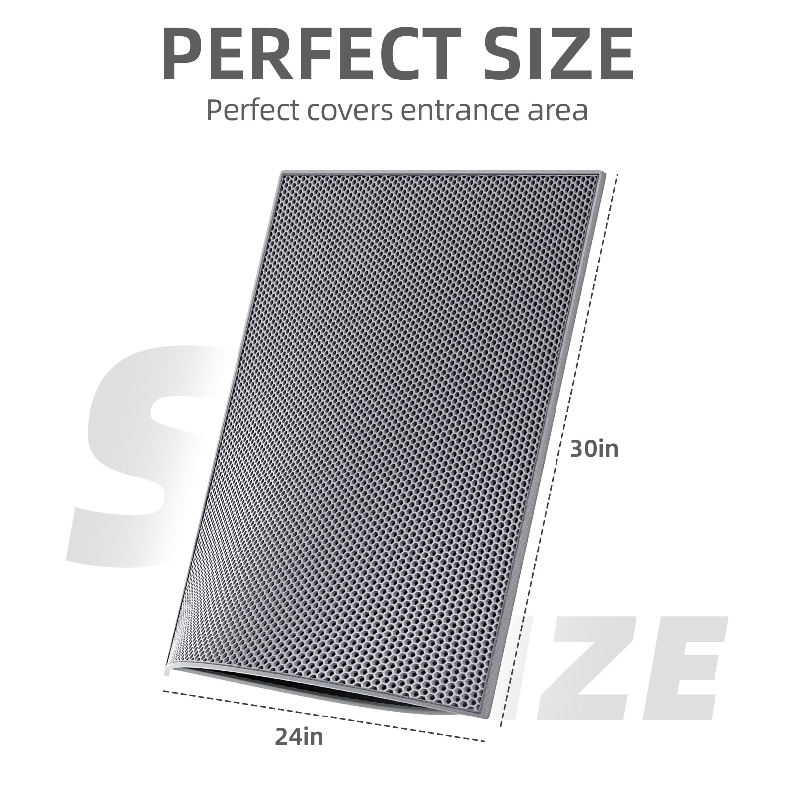 Esthello Cat Litter Mat Large, Cat Litter Trapping Mat, Honeycomb Double Layer Design, Easy To Clean,Washable (30 X 24 Gray