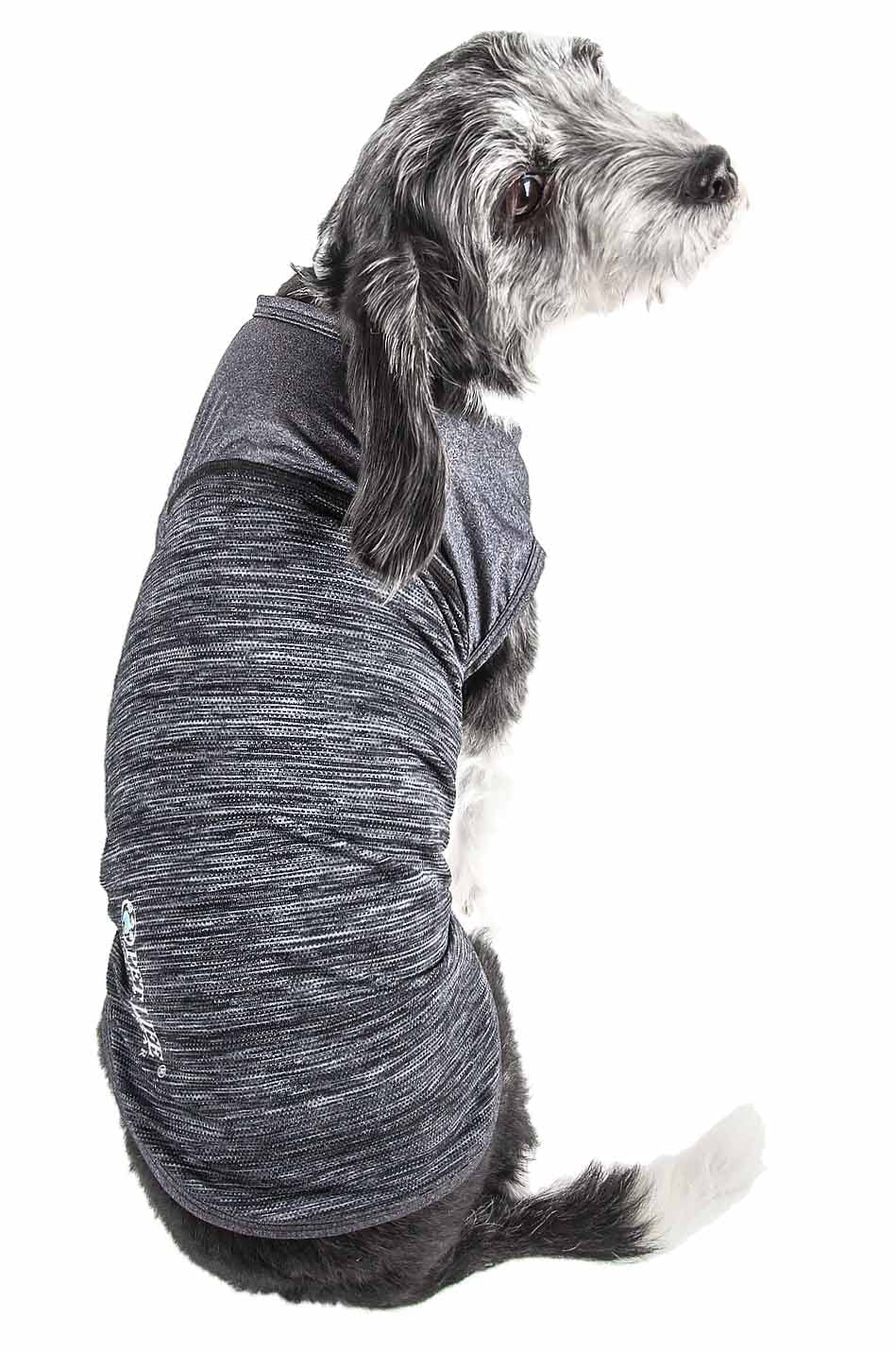 Pet Life Active 'Aero-Pawlse' Heathered Quick-Dry And 4-Way Stretch-Performance Dog Tank Top T-Shirt(D0102H7Luhy.)