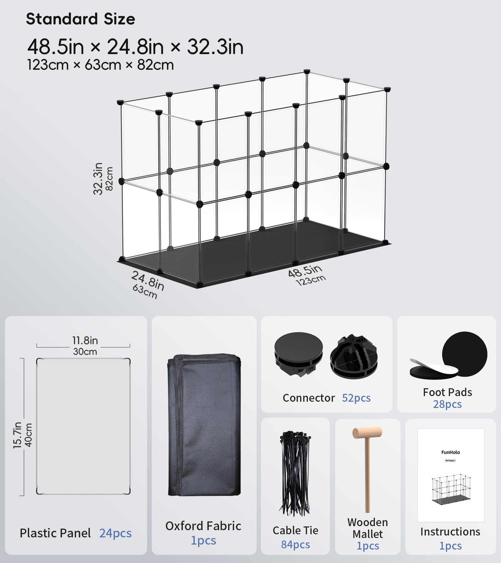 Funhola Small Animal Playpen, Guinea Pig Cages With Waterproof Mat, 24 Panels Pet Playpen For Hamsters, Hedgehog, Bunny, Ferret,