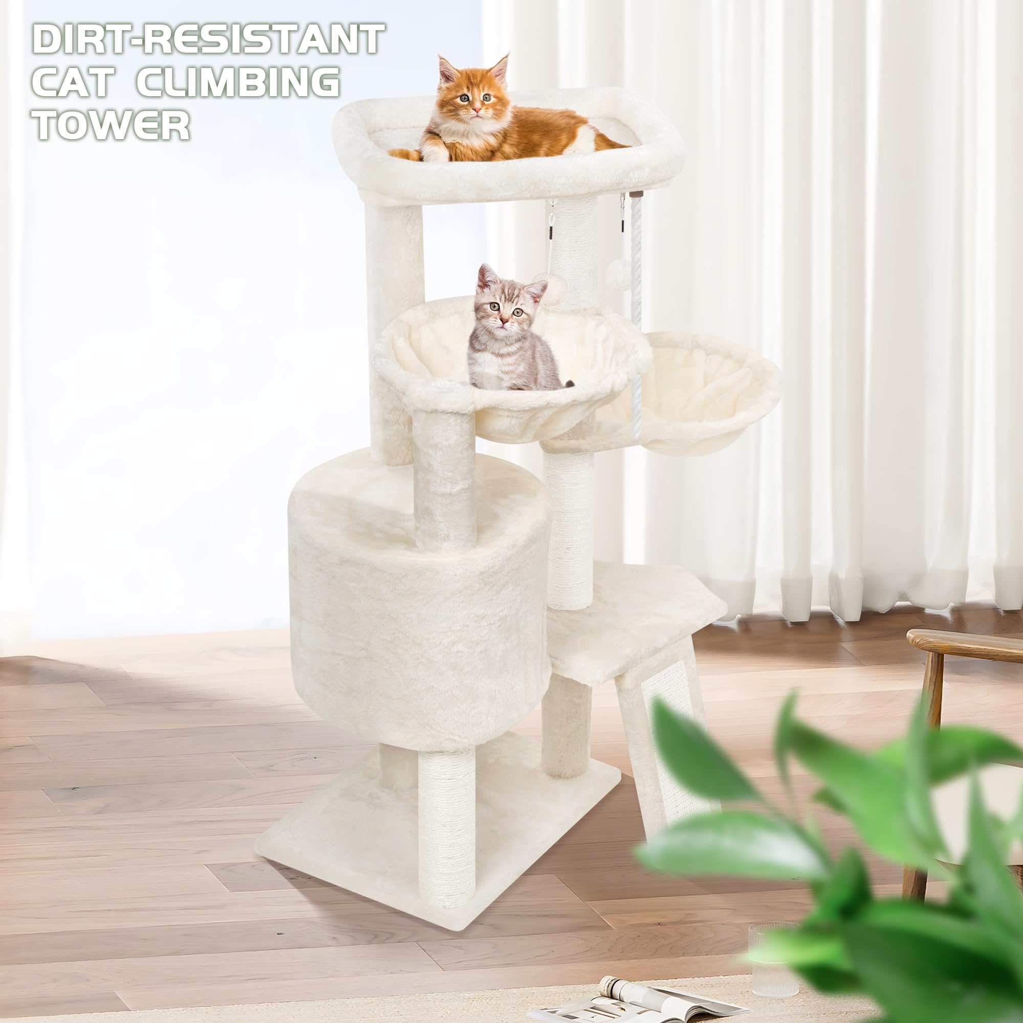 Wang Xin Three Layer Cat Tree With Cat Condo Scratch Pad And Two Hammocks,Green