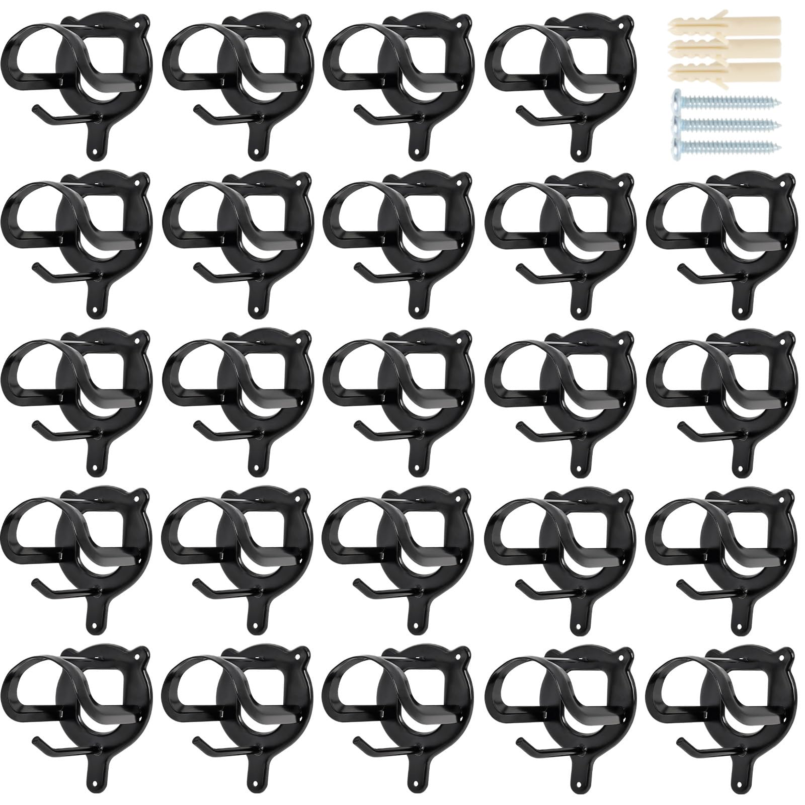 24 Counts Horse Bridle Rack, Bridle Bracket Bridle Hooks with Tubes and Screw, Horse Tack Storage Halter Hanger Metal Bridle Hol